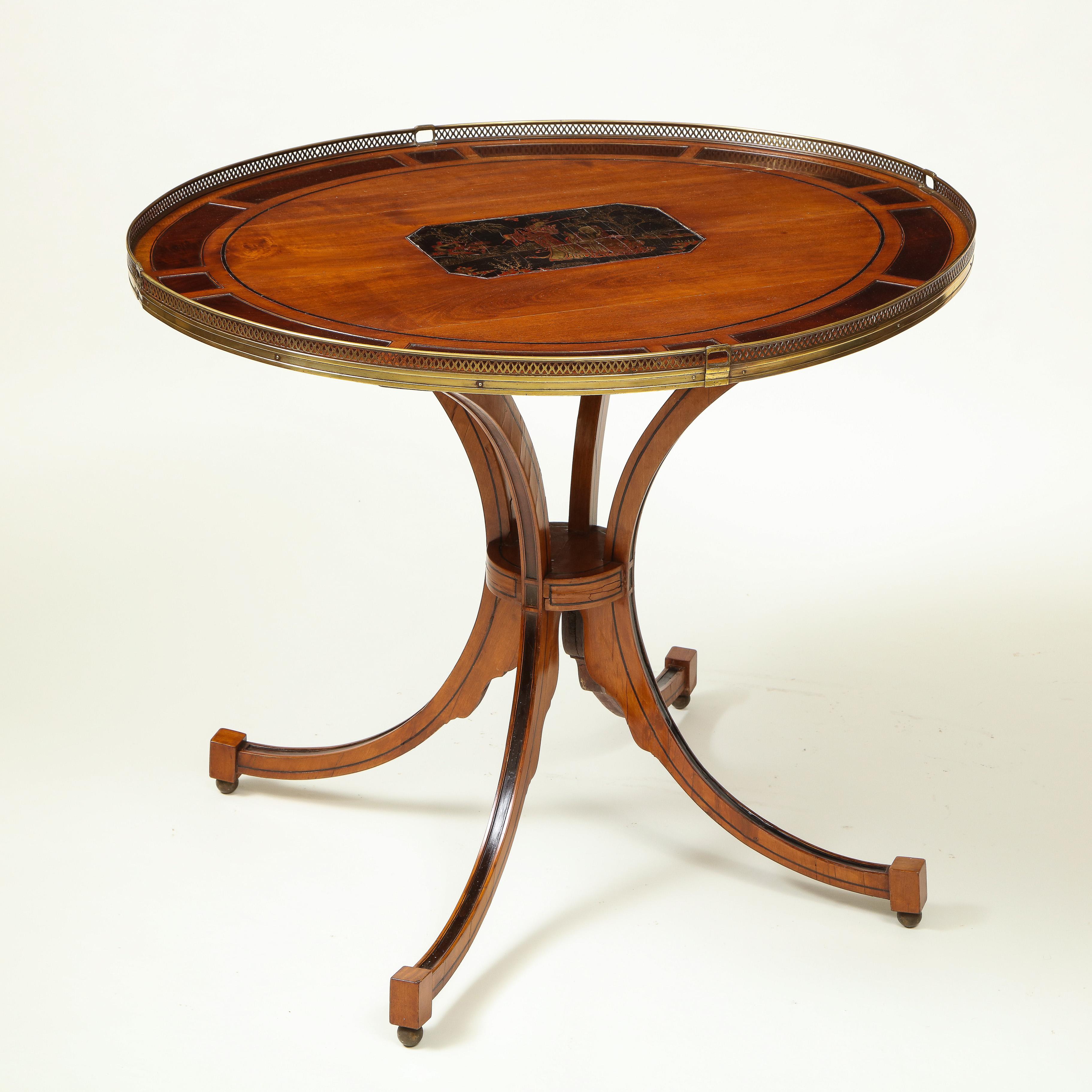 Dutch Neoclassical Satinwood and Lacquer Center Table In Good Condition For Sale In New York, NY