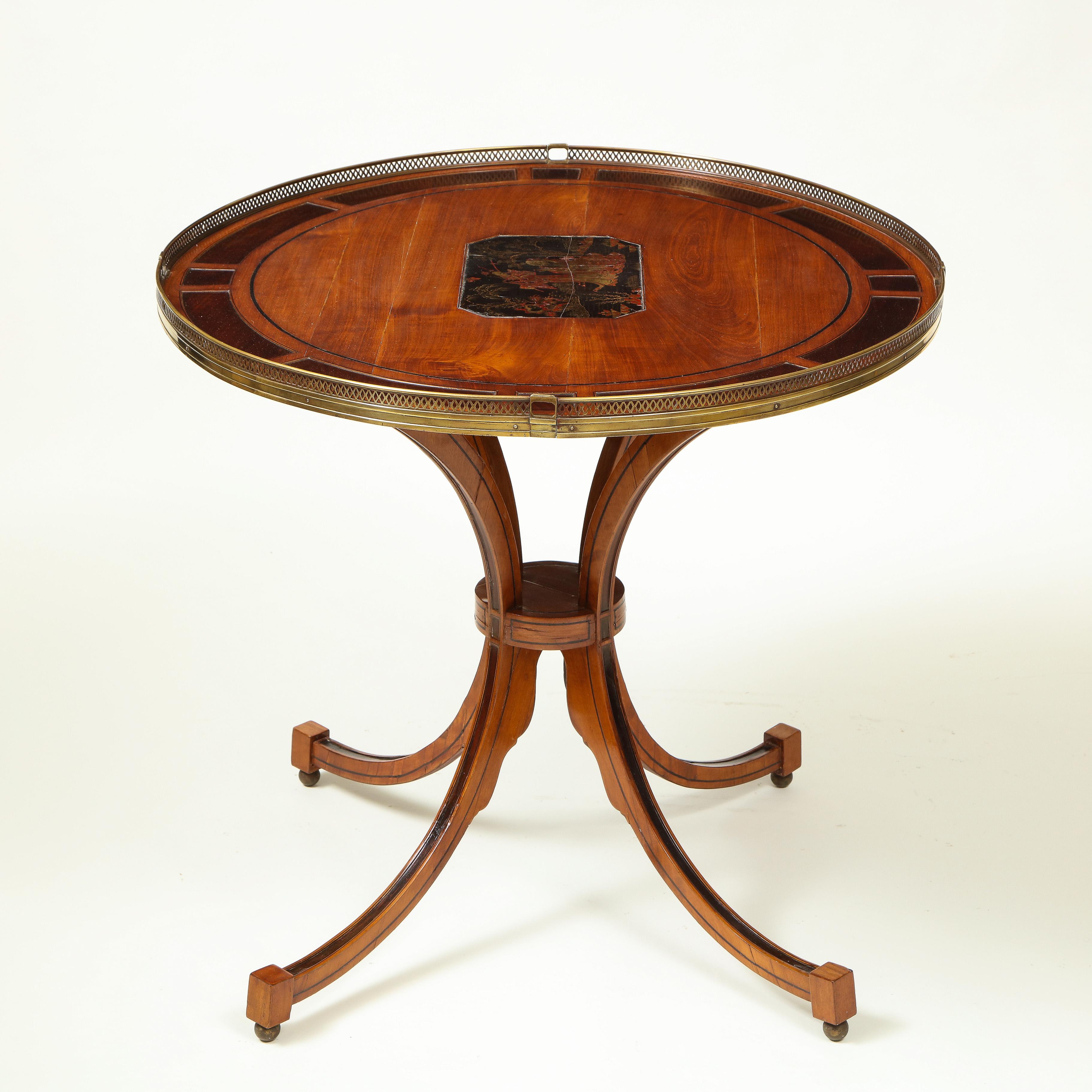 19th Century Dutch Neoclassical Satinwood and Lacquer Center Table For Sale