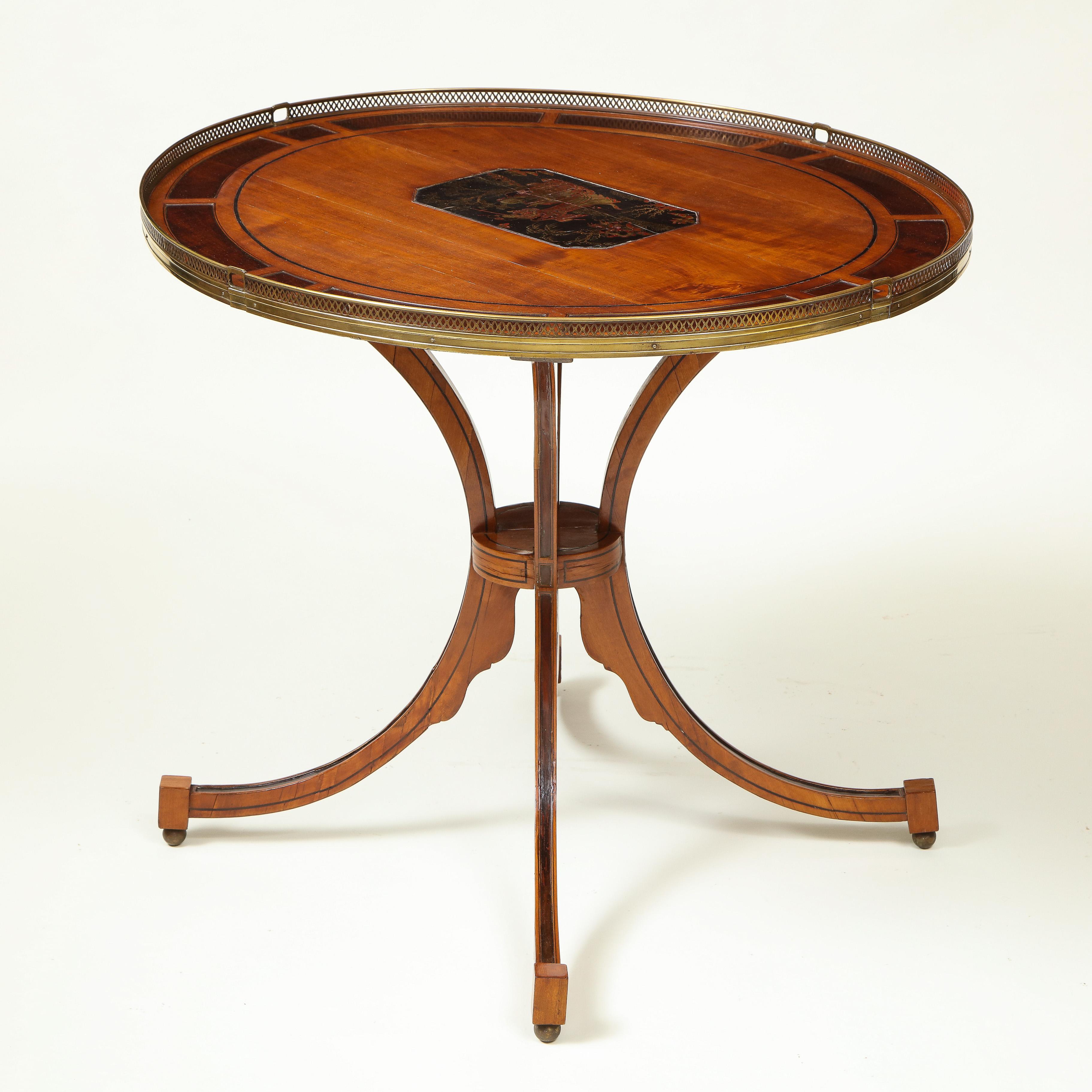 Dutch Neoclassical Satinwood and Lacquer Center Table For Sale 4