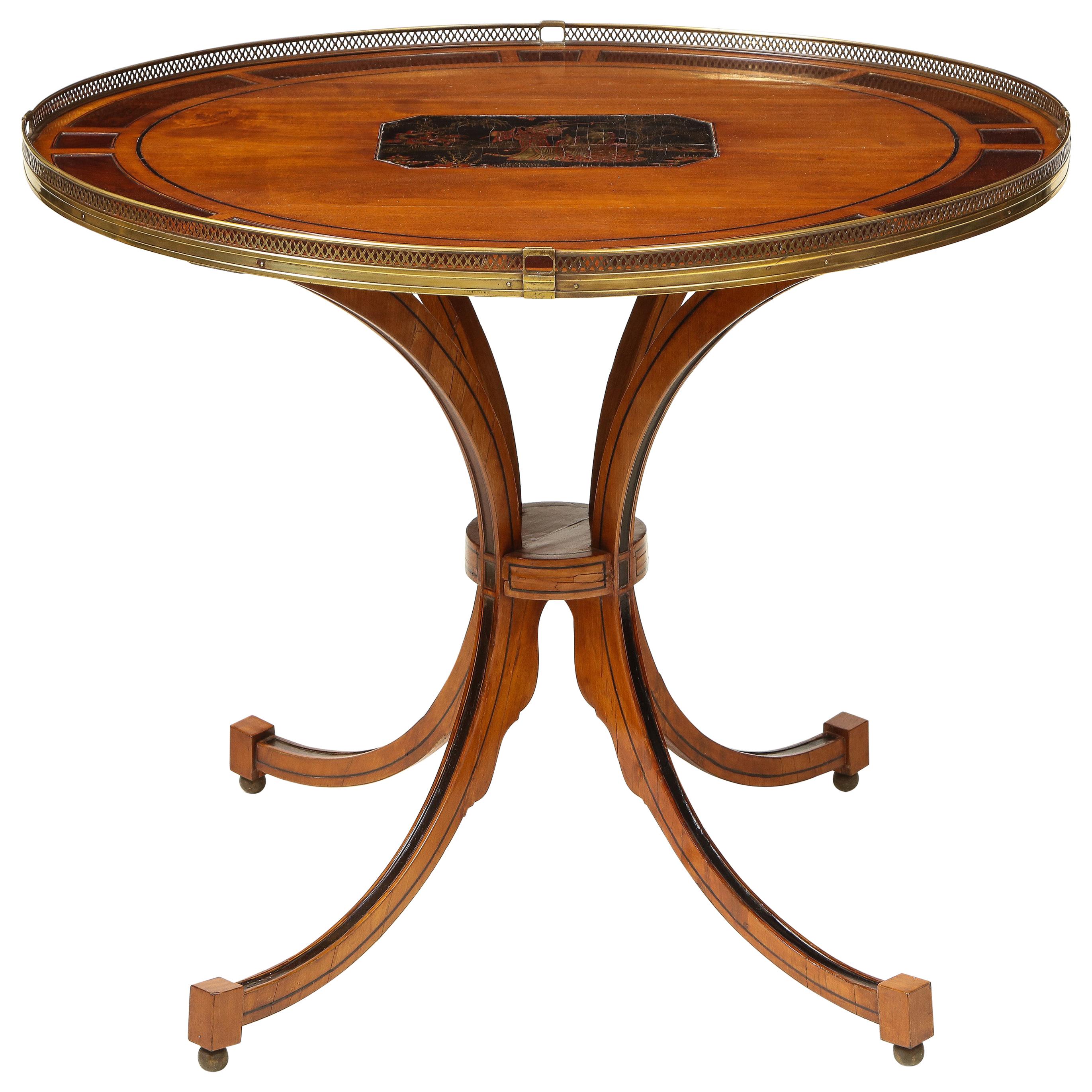 Dutch Neoclassical Satinwood and Lacquer Center Table For Sale