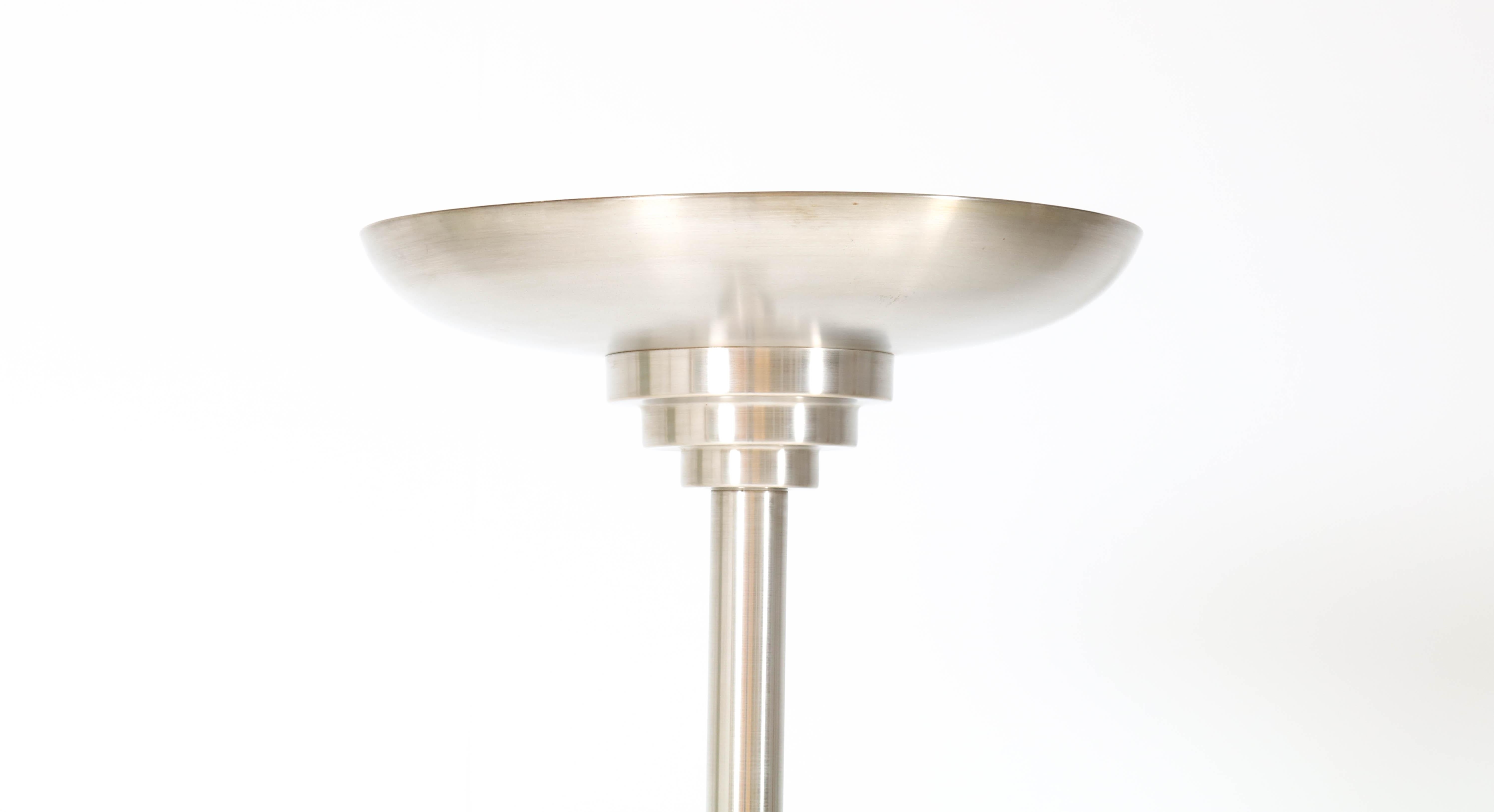 Mid-20th Century Dutch Nickel-Plated Brass Art Deco Floor Lamp, 1930s