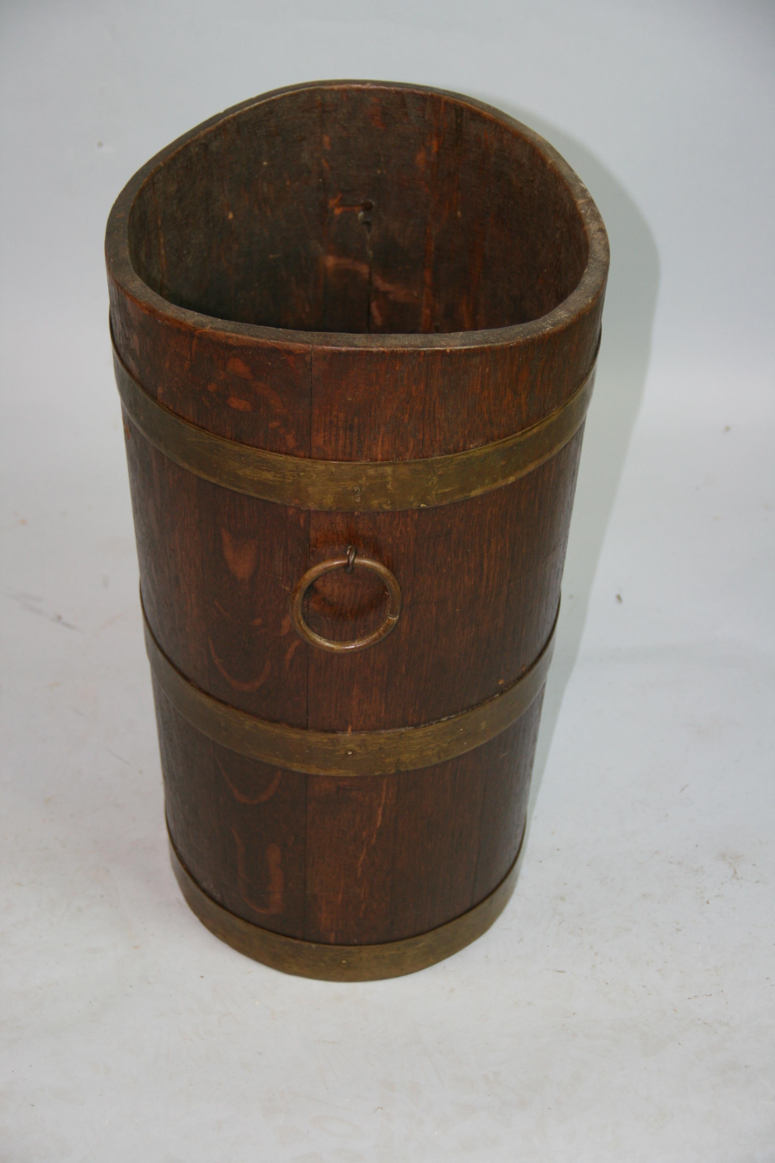 Mid-20th Century Dutch Oak and Brass Storage Container/Umbrella /Cane Stand For Sale