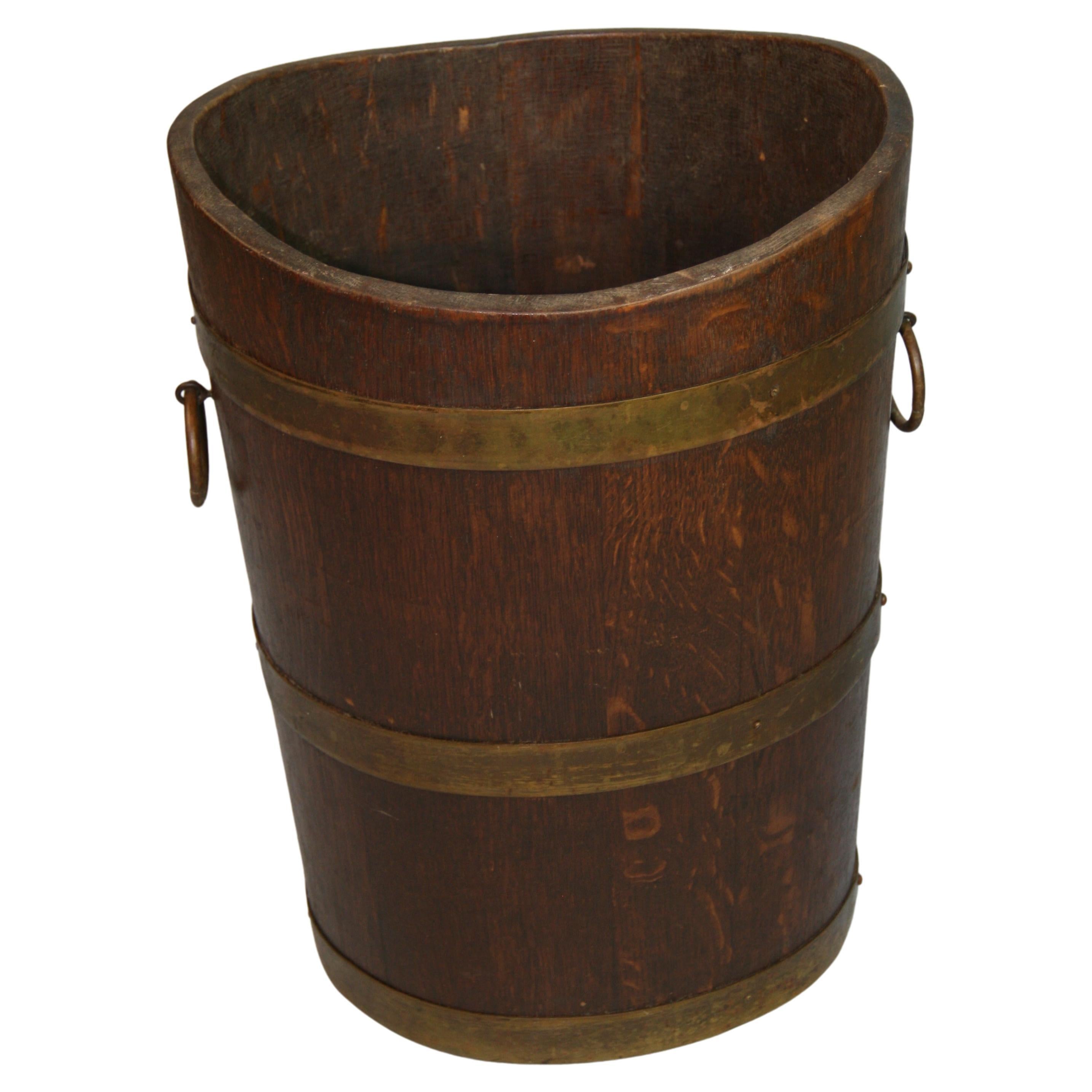 Dutch Oak and Brass Storage Container/Umbrella /Cane Stand