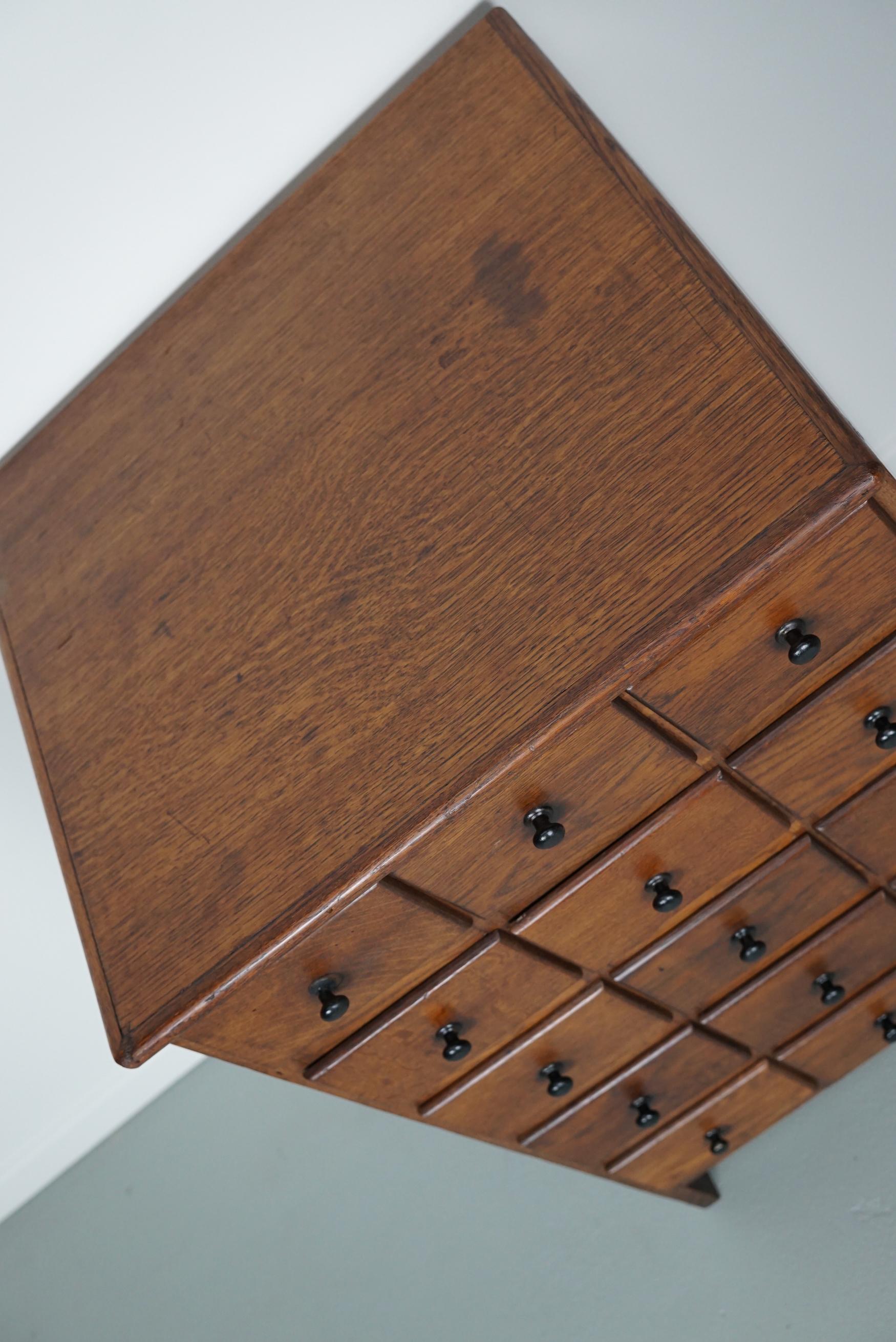 Dutch Oak Apothecary / Barber Cabinet, 1930s In Good Condition For Sale In Nijmegen, NL