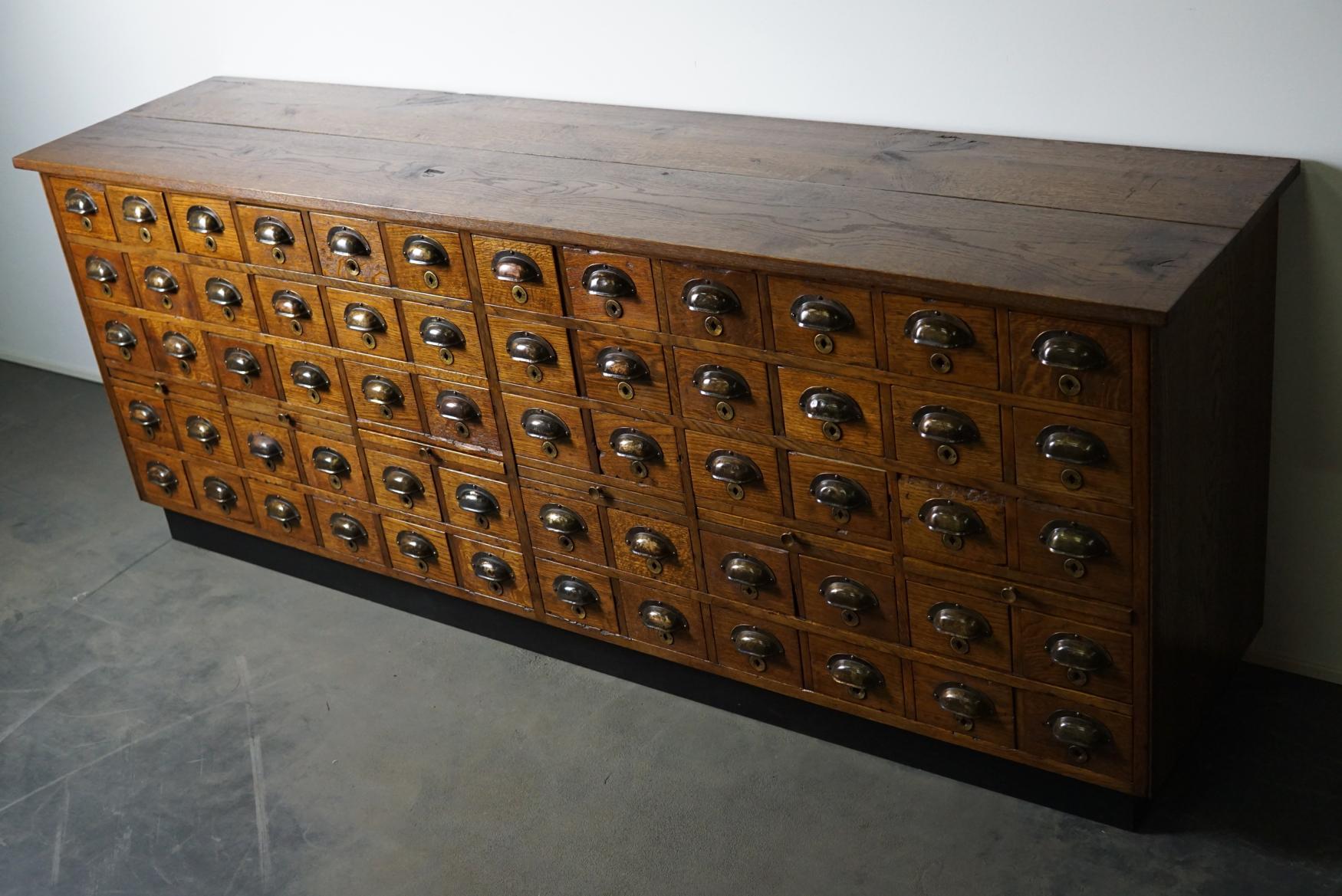Industrial Dutch Oak Apothecary Cabinet, 1930s