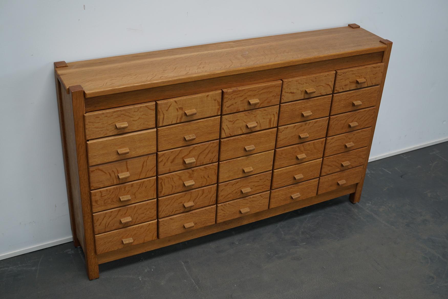 Industrial Dutch Oak Apothecary Cabinet or Filing Cabinet, circa 1960s