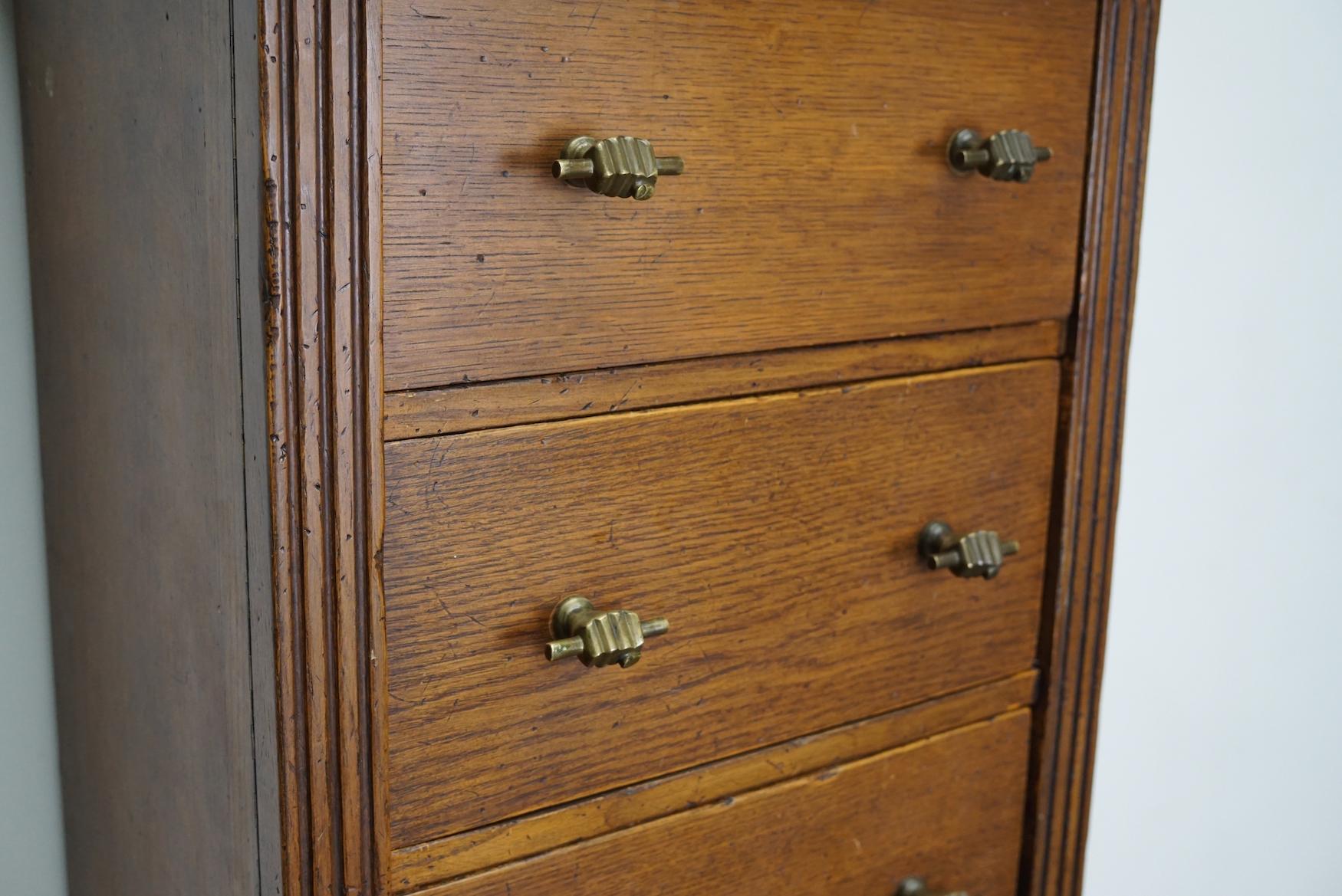 Industrial Dutch Oak Apothecary Cabinet, Mid-20th Century For Sale