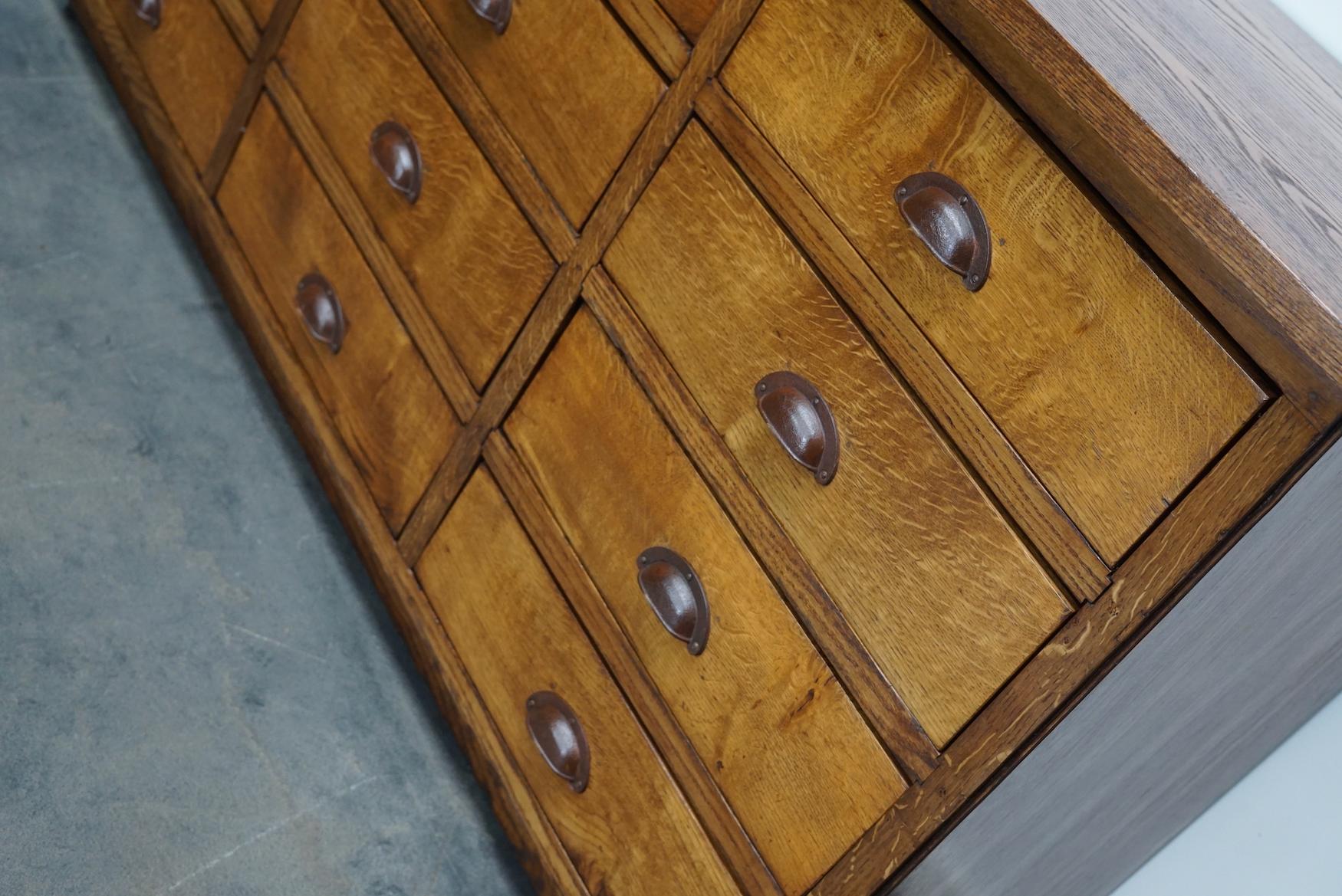 Dutch Oak Apothecary Cabinet or Bank of Drawers, Mid-20th Century 8