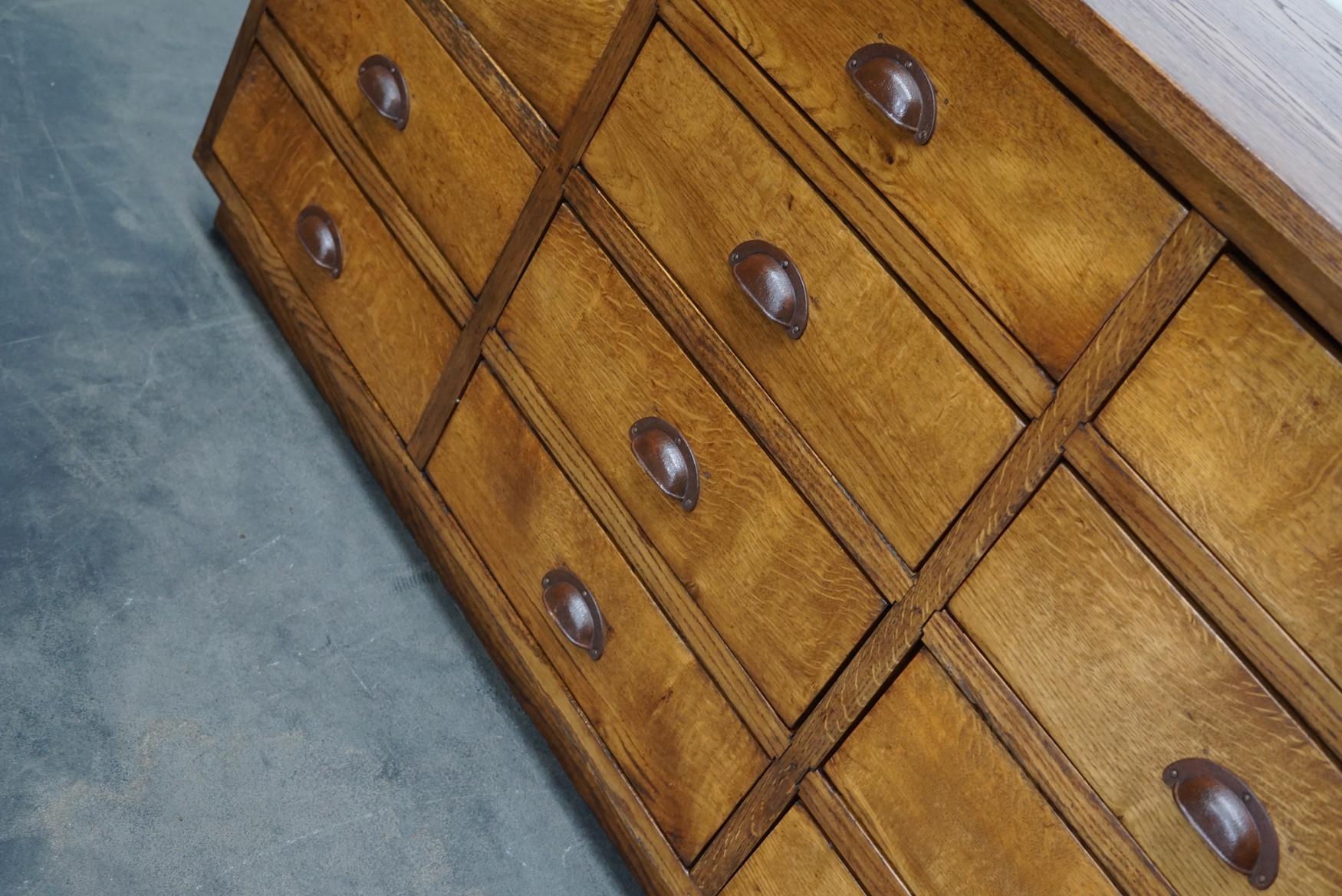 Dutch Oak Apothecary Cabinet or Bank of Drawers, Mid-20th Century 9