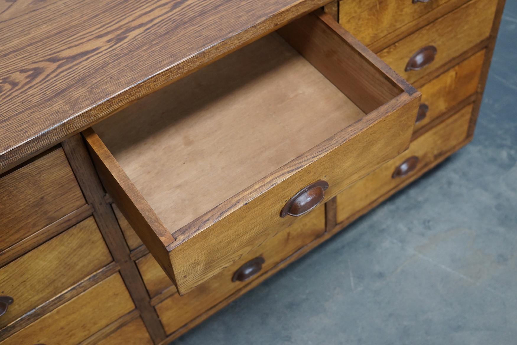 Dutch Oak Apothecary Cabinet or Bank of Drawers, Mid-20th Century 11