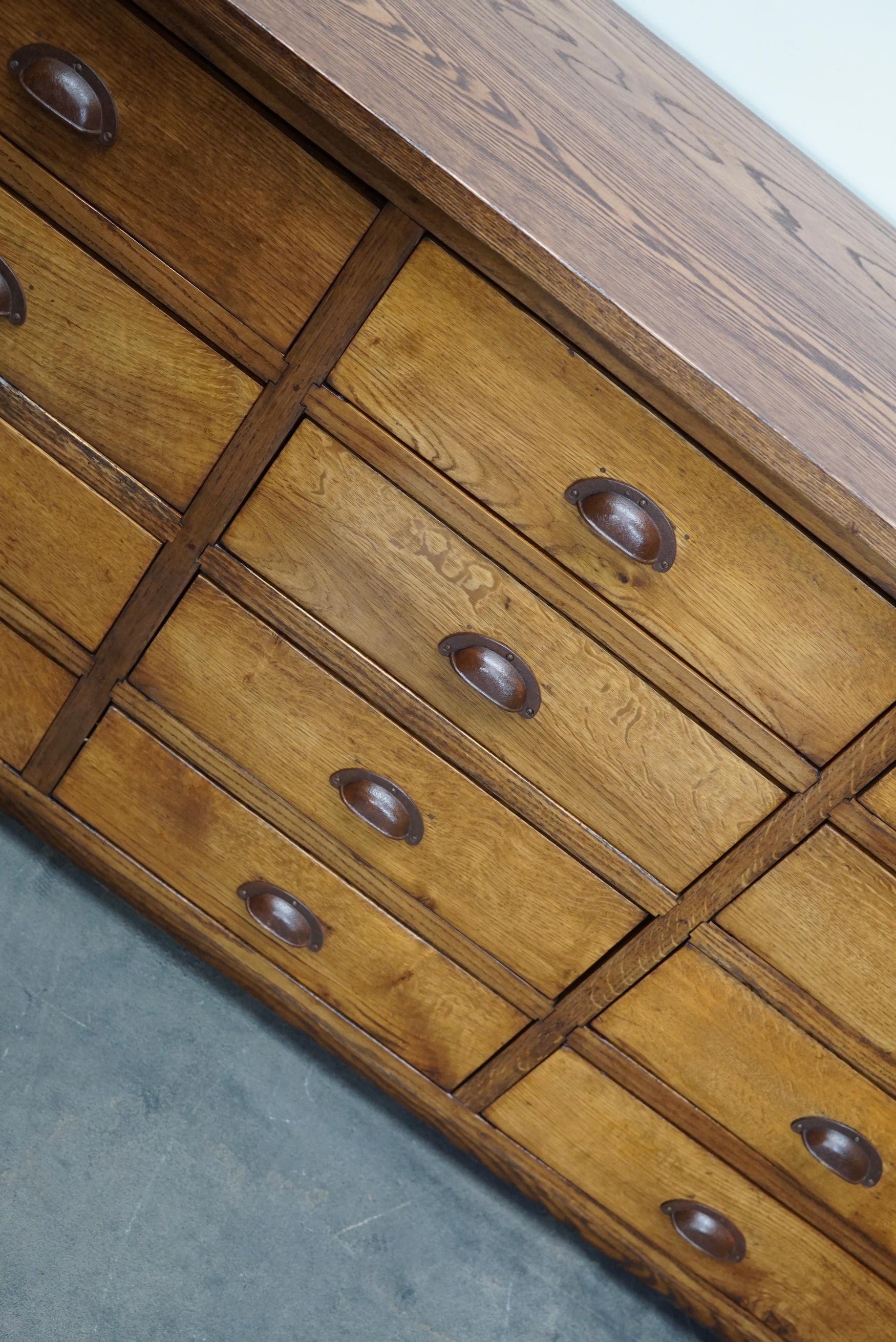Dutch Oak Apothecary Cabinet or Bank of Drawers, Mid-20th Century 12