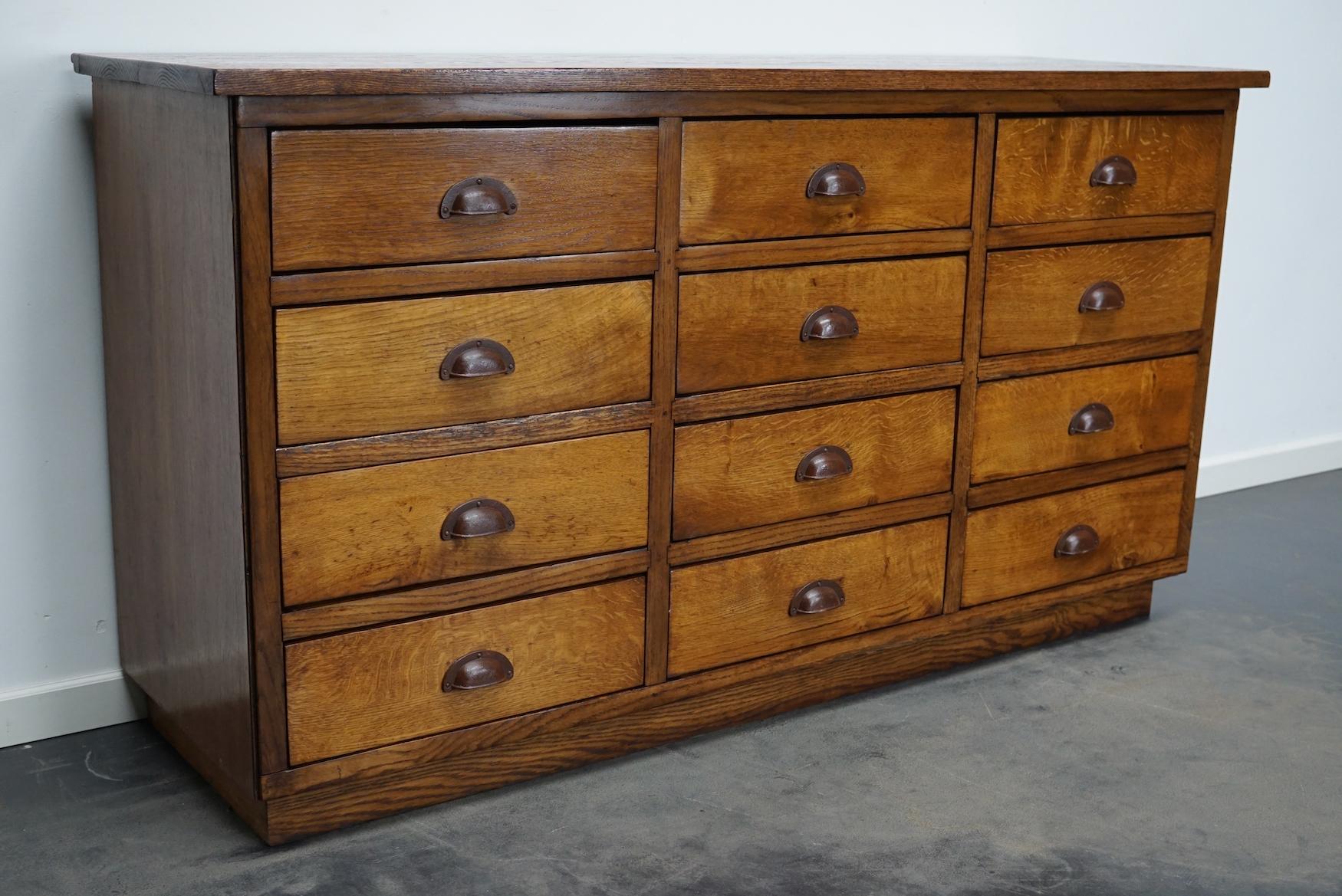 Dutch Oak Apothecary Cabinet or Bank of Drawers, Mid-20th Century 13