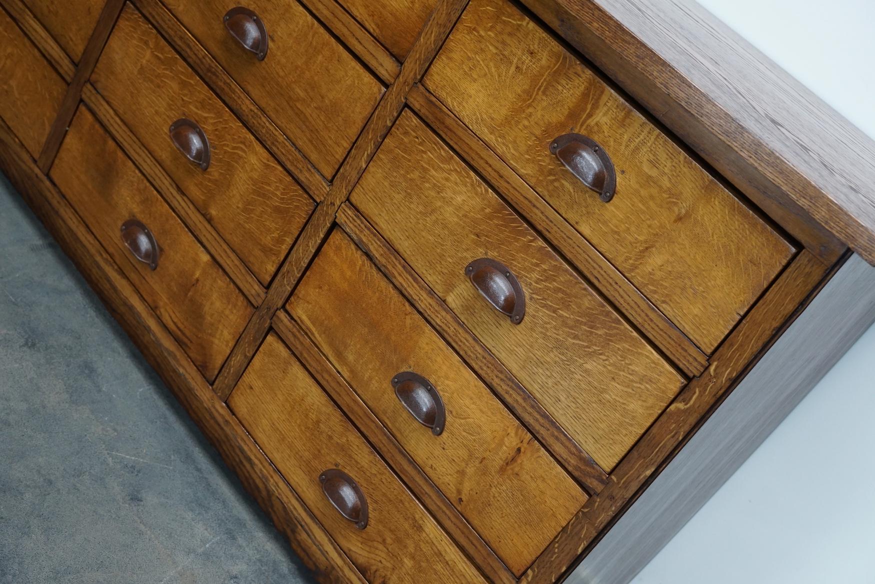 Dutch Oak Apothecary Cabinet or Bank of Drawers, Mid-20th Century In Good Condition In Nijmegen, NL