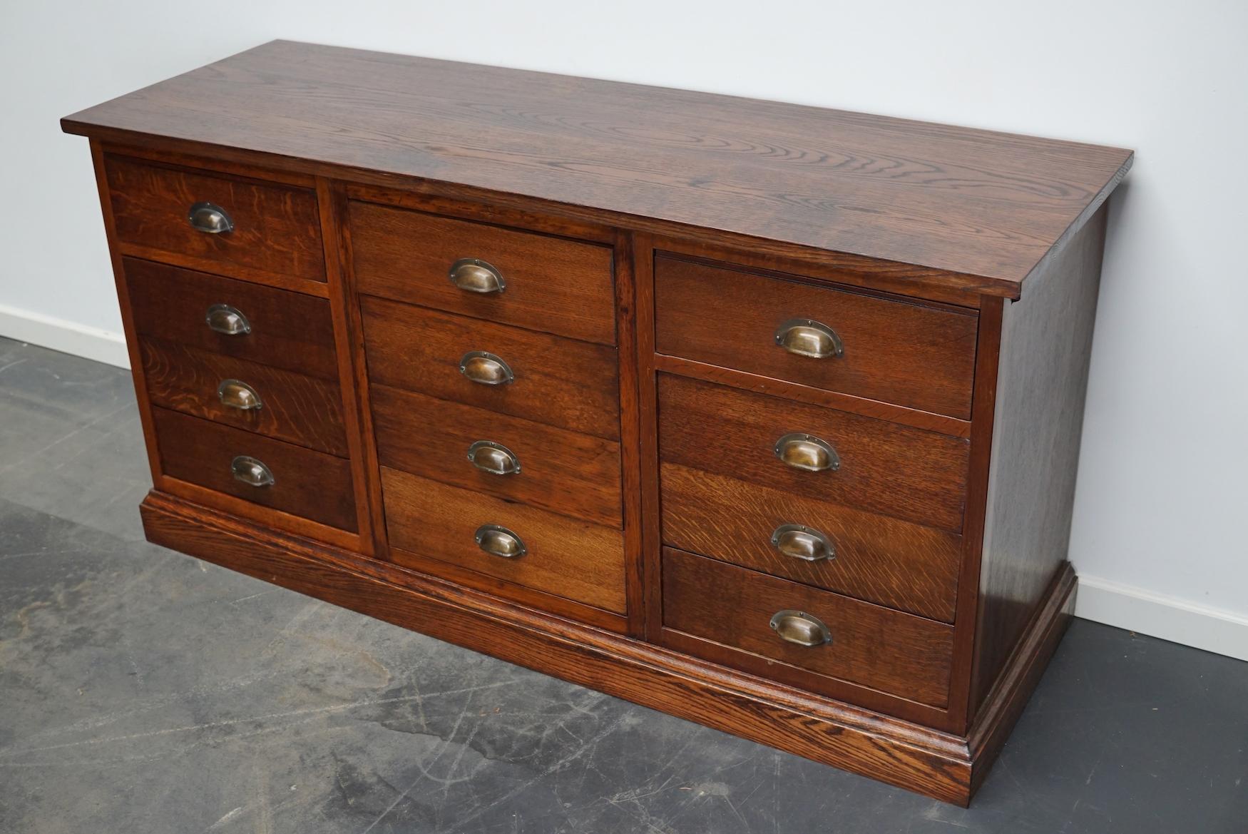 Industrial Dutch Oak Apothecary / Filing Cabinet, 1930s For Sale