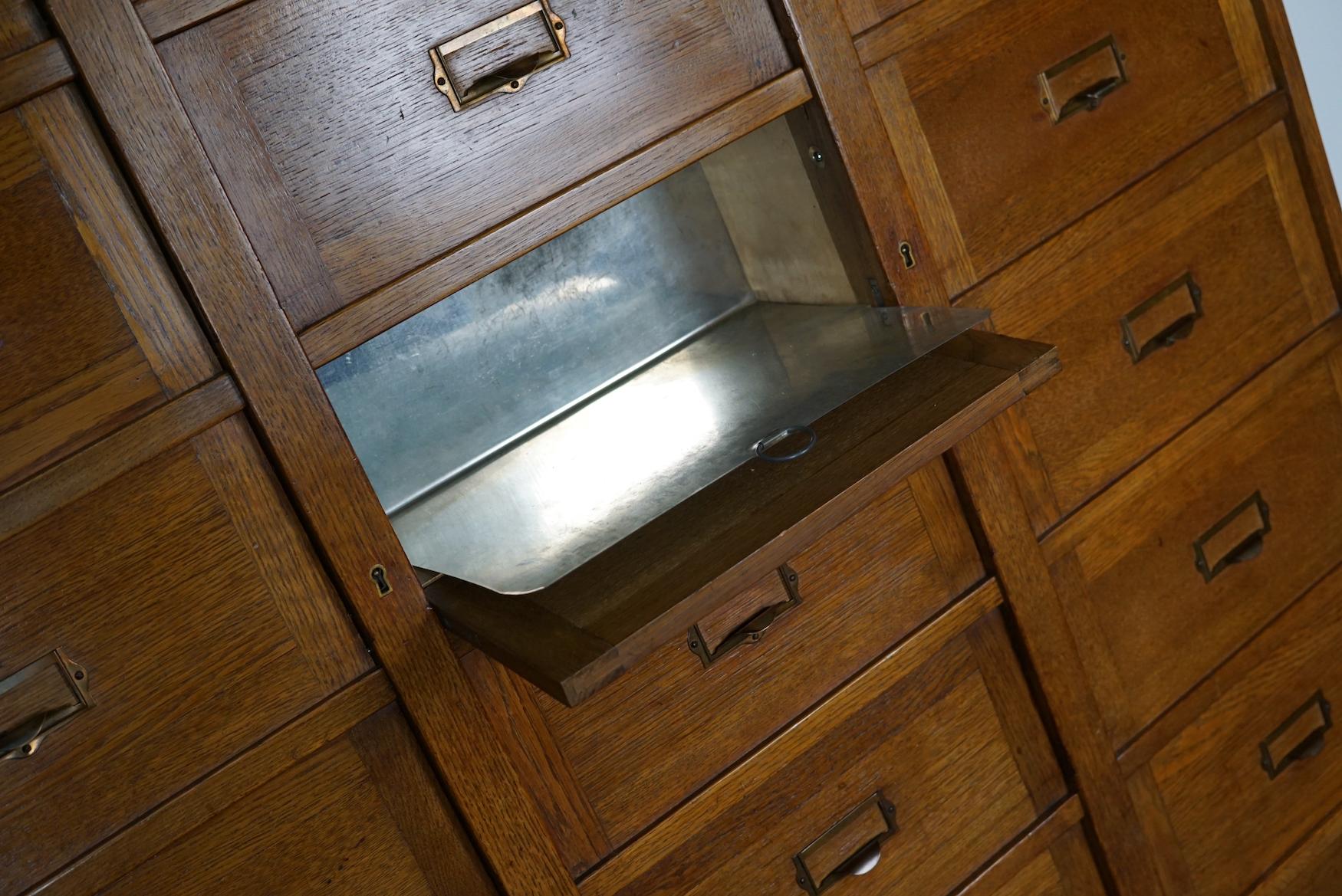 Dutch Oak Apothecary / Filing Cabinet Folding Doors, 1930s For Sale 7