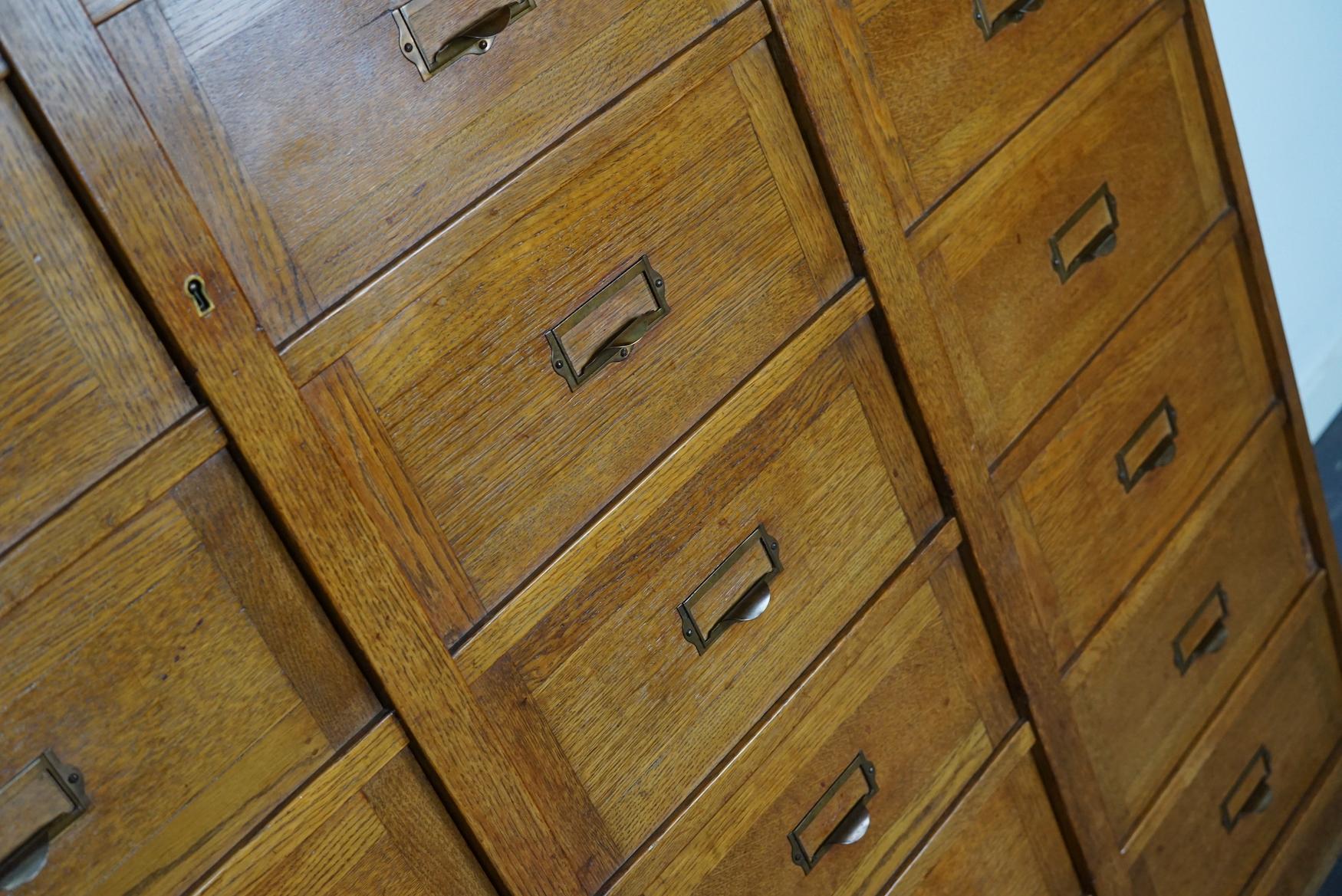 Mid-20th Century Dutch Oak Apothecary / Filing Cabinet Folding Doors, 1930s For Sale