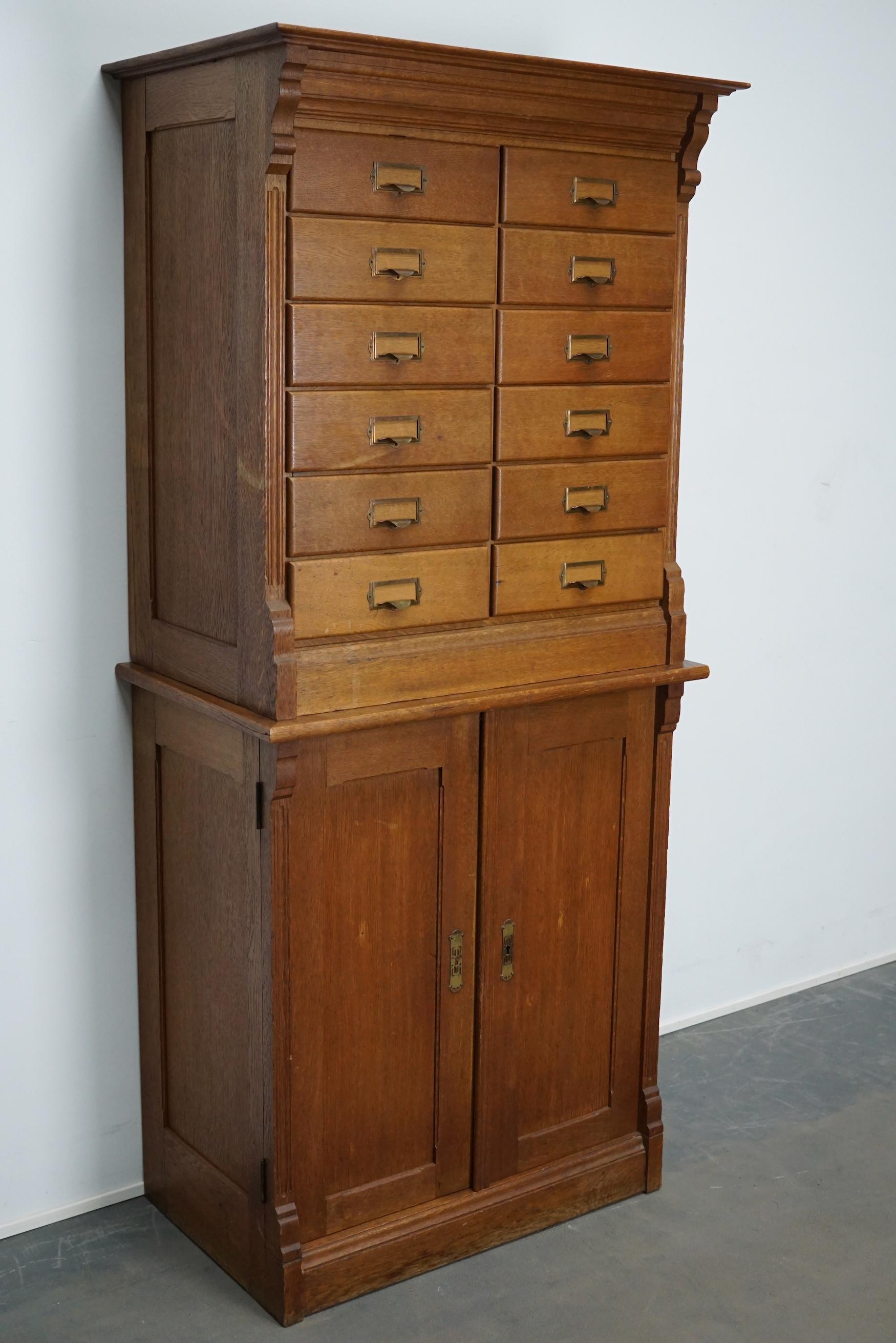 Dutch Oak Apothecary or Filing Cabinet, 1930s For Sale 4