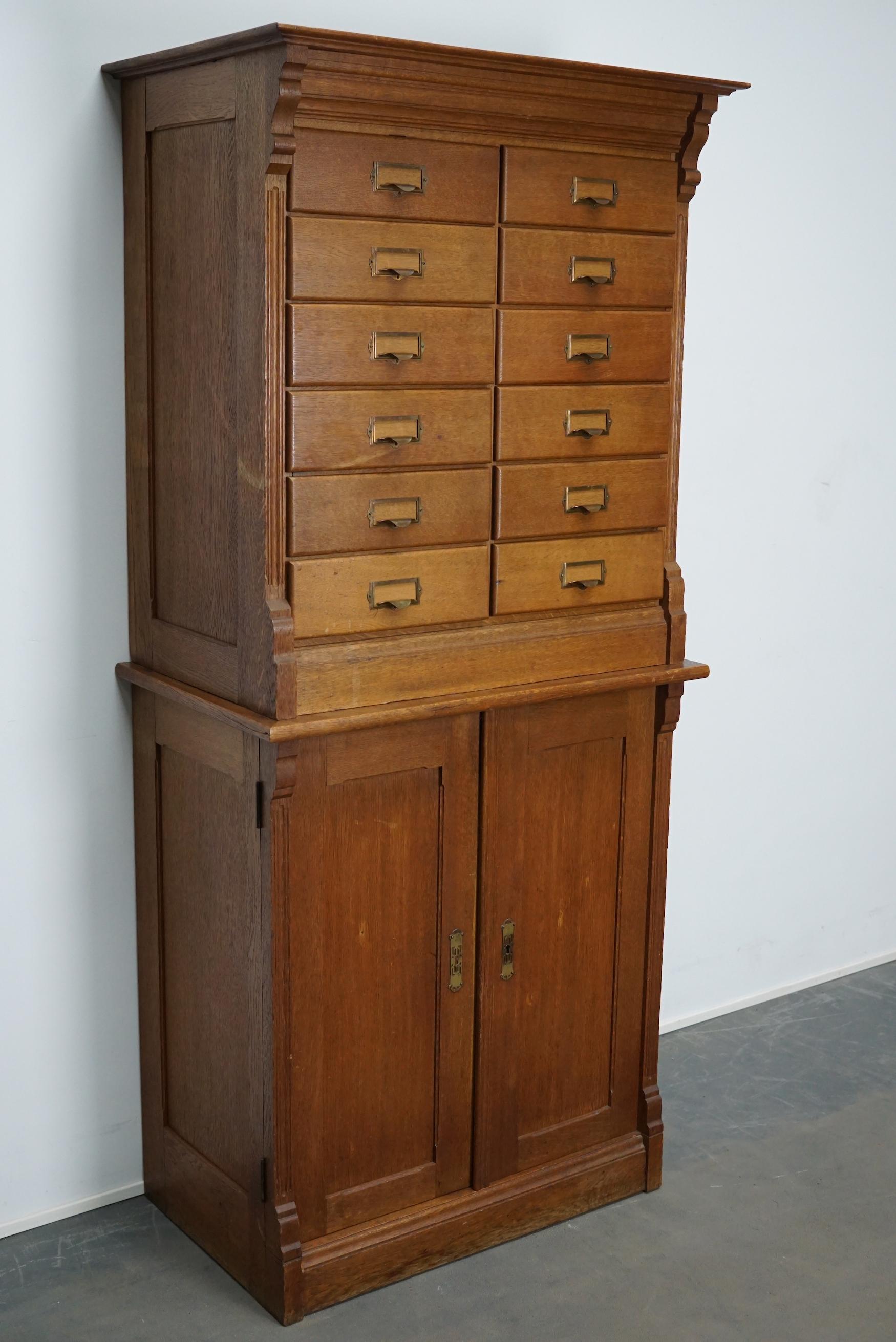 Dutch Oak Apothecary or Filing Cabinet, 1930s For Sale 5