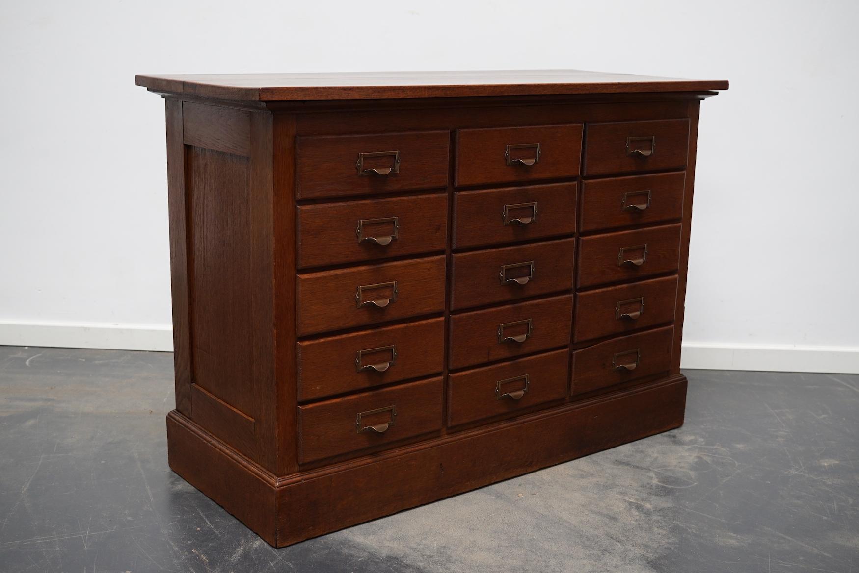 Dutch Oak Apothecary or Filing Cabinet, 1930s 7