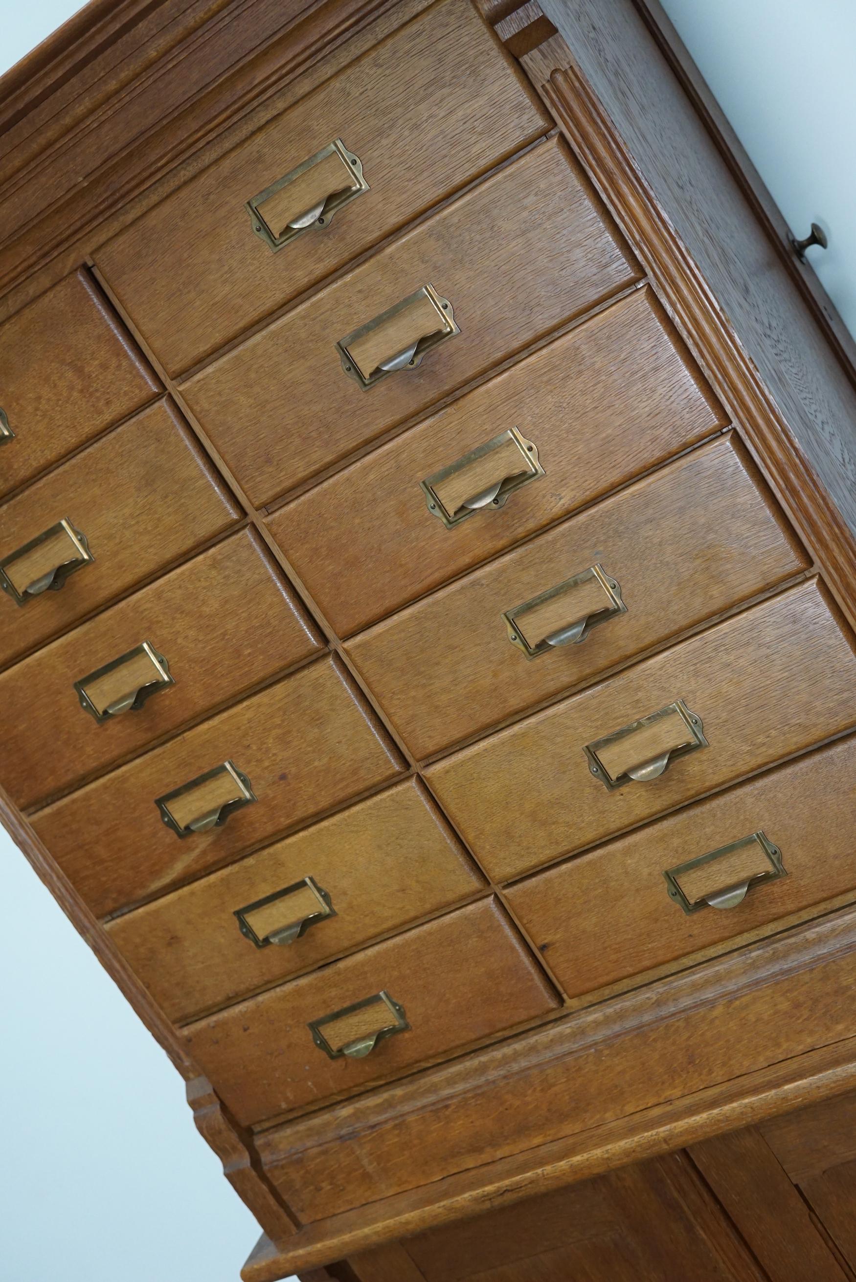 Dutch Oak Apothecary or Filing Cabinet, 1930s For Sale 1