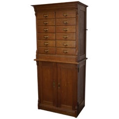 Antique Dutch Oak Apothecary or Filing Cabinet, 1930s