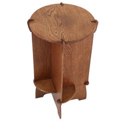Dutch Oak Art Deco Amsterdam School Pedestal Table or Plant Stand, 1920s