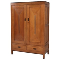 Dutch Oak Art Deco Haagse School Armoir or Wardrobe, 1920s