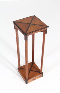 Dutch Oak Art Deco Haagse School Pedestal Table, 1920s