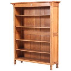 Dutch Oak Art Nouveau Arts & Crafts Open Bookcase, 1900s