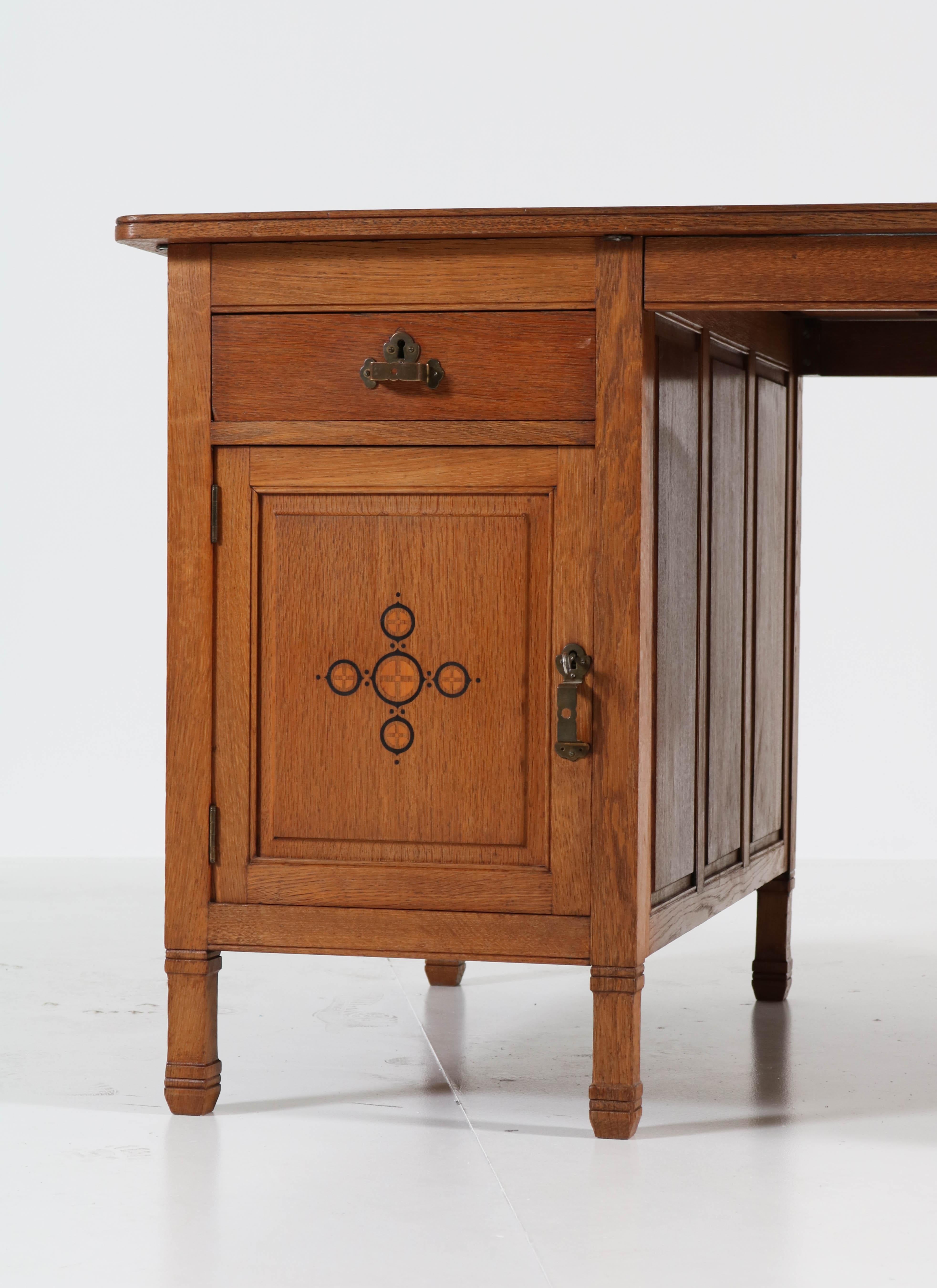 Early 20th Century Dutch Oak Art Nouveau Arts & Crafts Partners Desk by K.P.C. de Bazel, 1900s