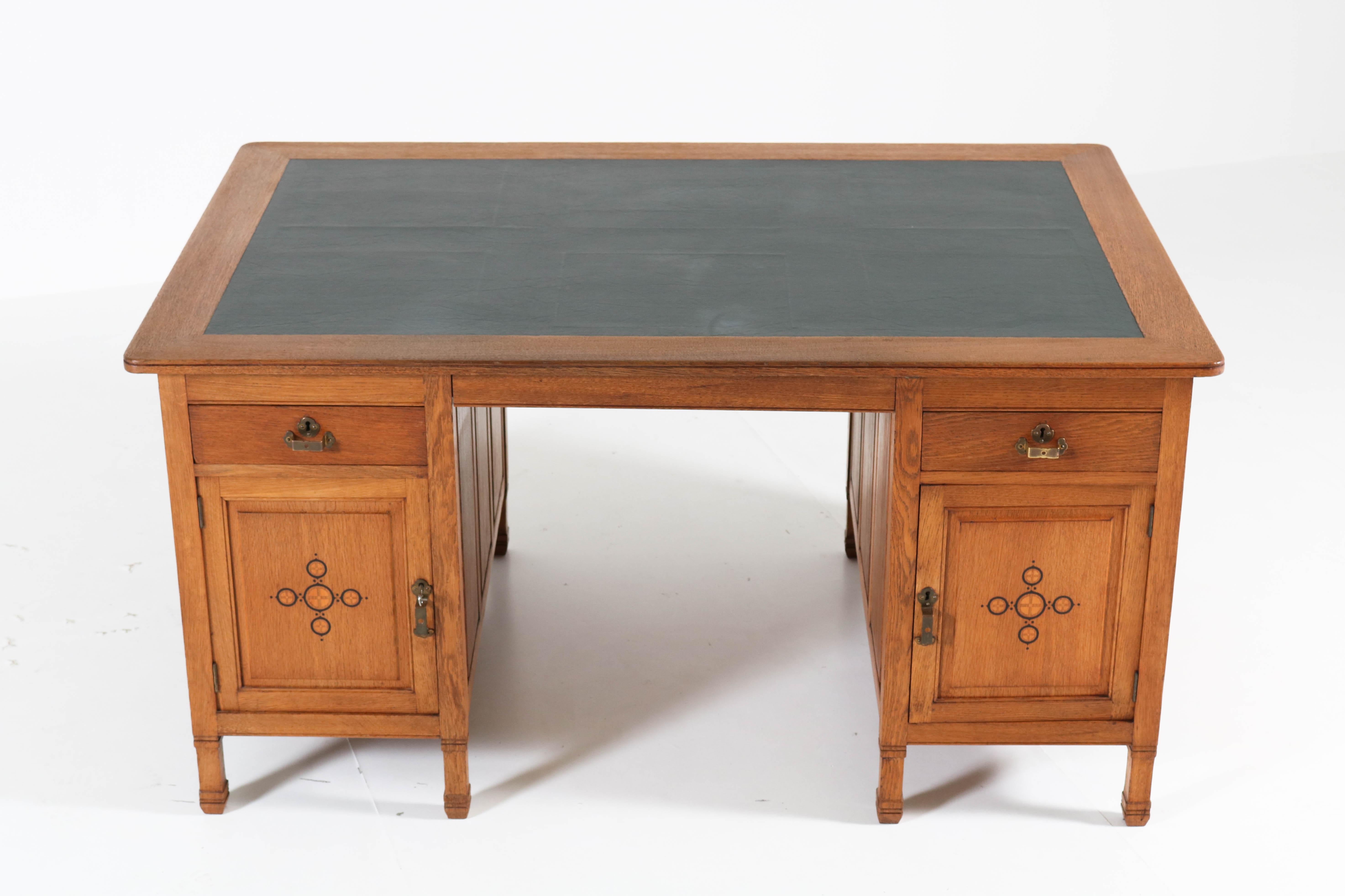 Dutch Oak Art Nouveau Arts & Crafts Partners Desk by K.P.C. de Bazel, 1900s 1