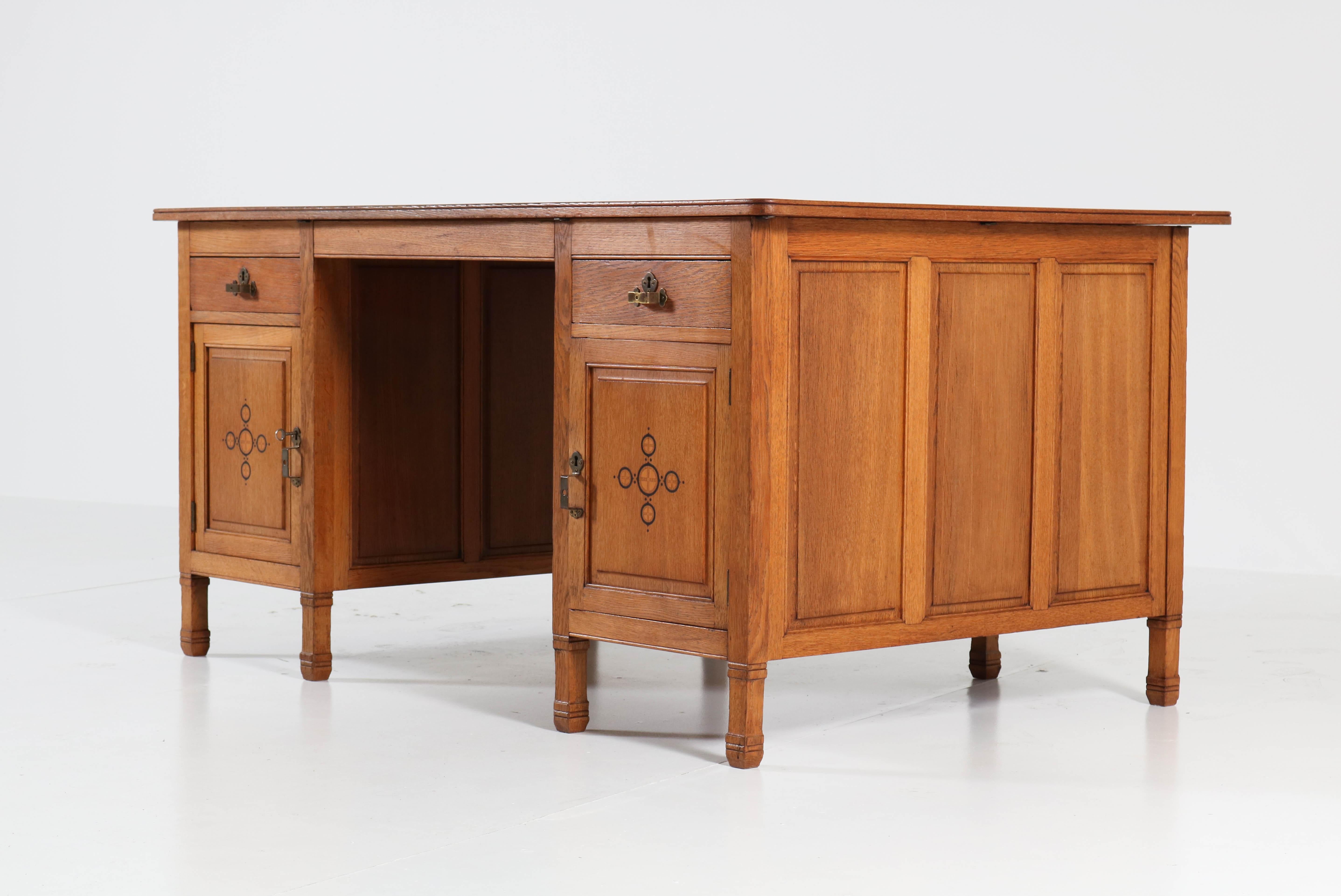 Dutch Oak Art Nouveau Arts & Crafts Partners Desk by K.P.C. de Bazel, 1900s 3