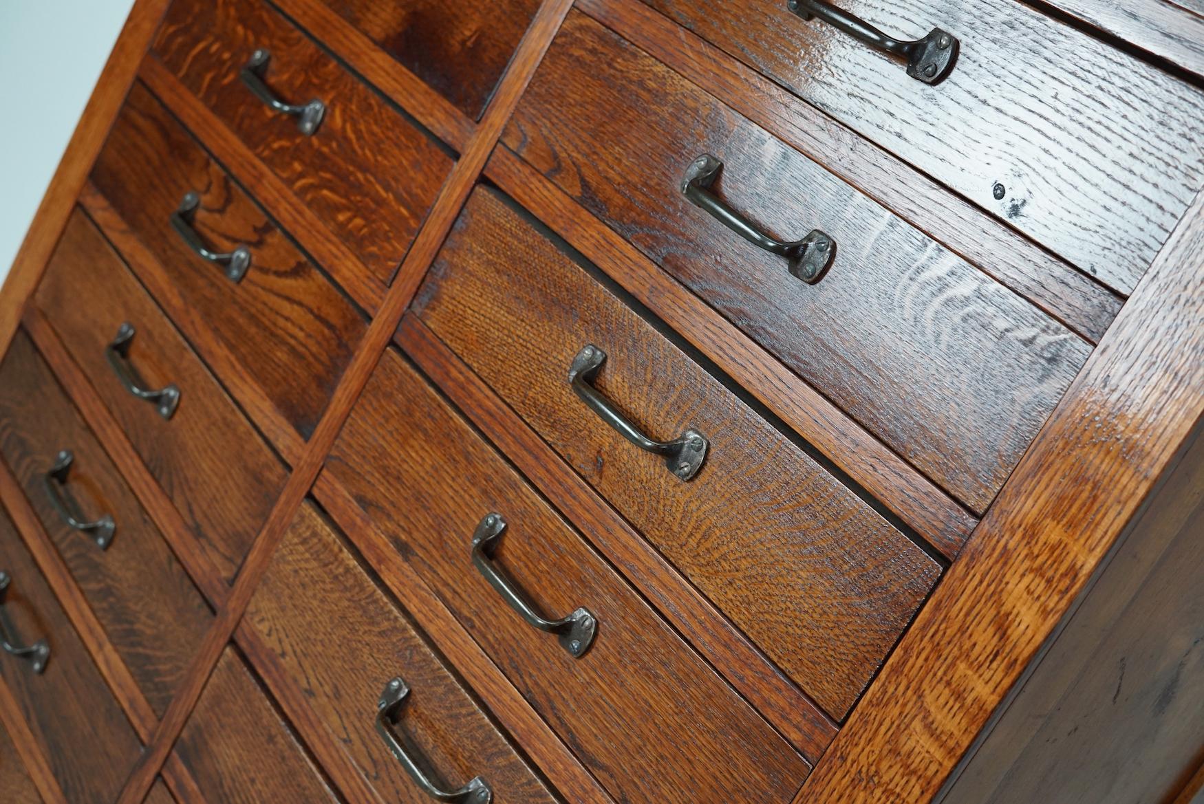 Dutch Oak & Beech Industrial Apothecary or Filing Cabinet, 1930s 8