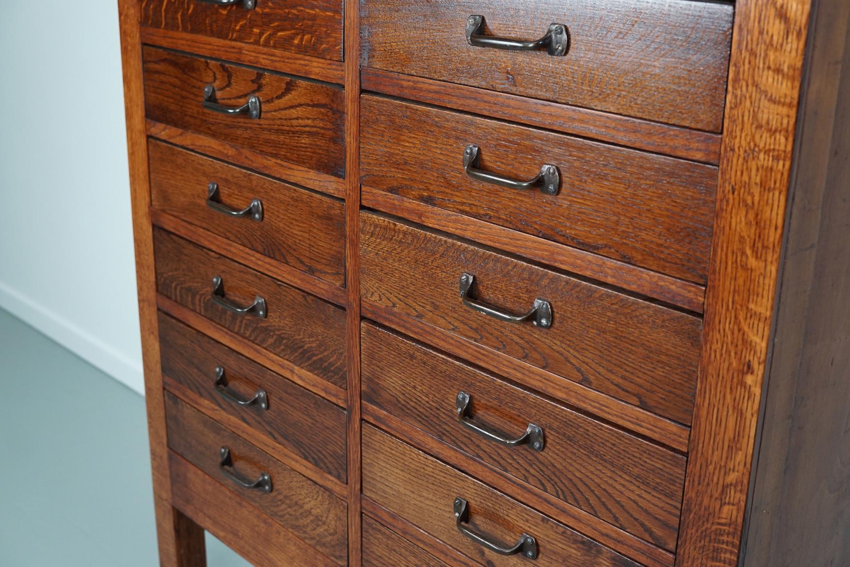 Dutch Oak & Beech Industrial Apothecary or Filing Cabinet, 1930s 3