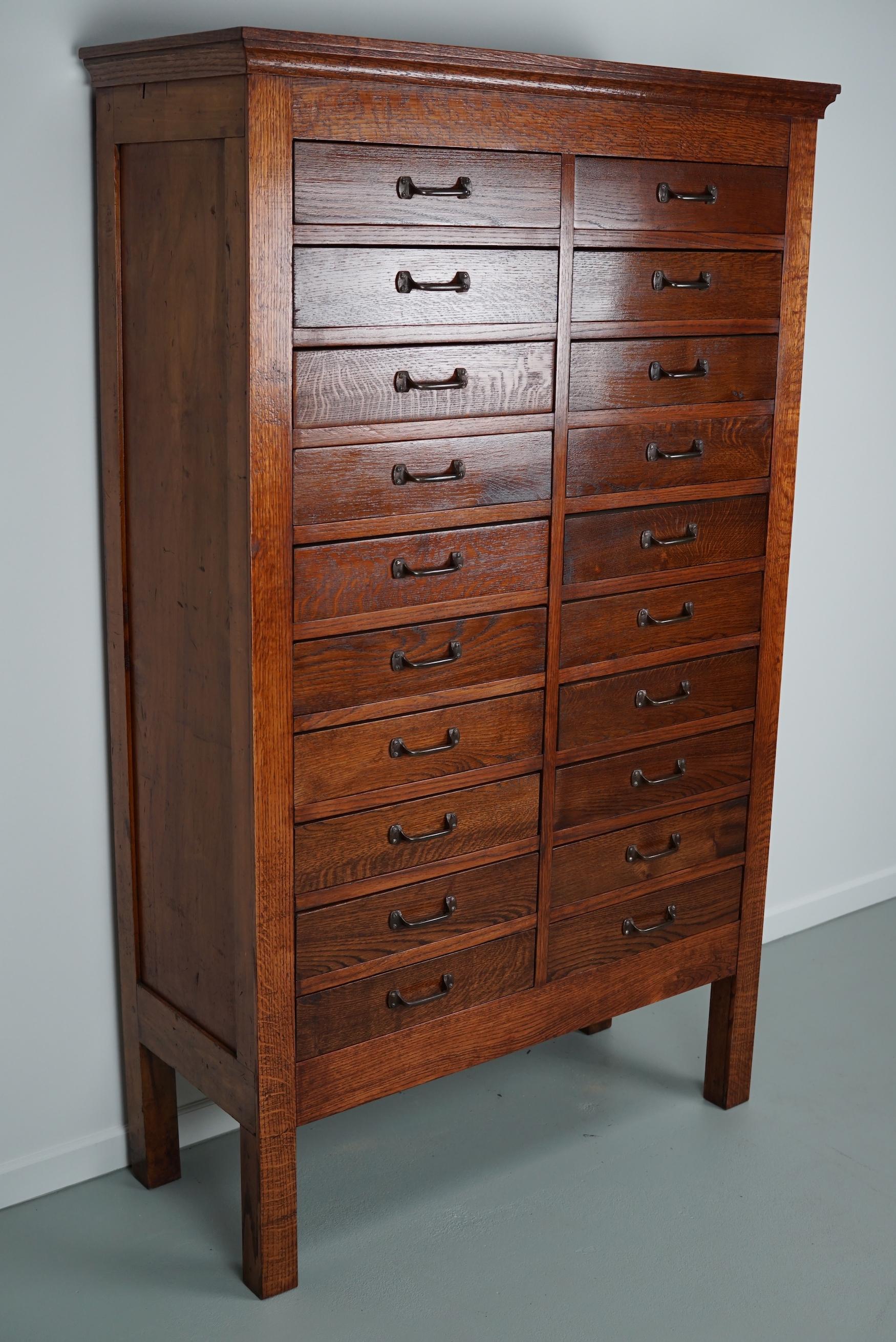 Dutch Oak & Beech Industrial Apothecary or Filing Cabinet, 1930s 4