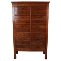 Dutch Oak & Beech Industrial Apothecary or Filing Cabinet, 1930s