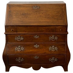 Antique Dutch Oak Bombe Bureau Secretaire, Circa 1800 