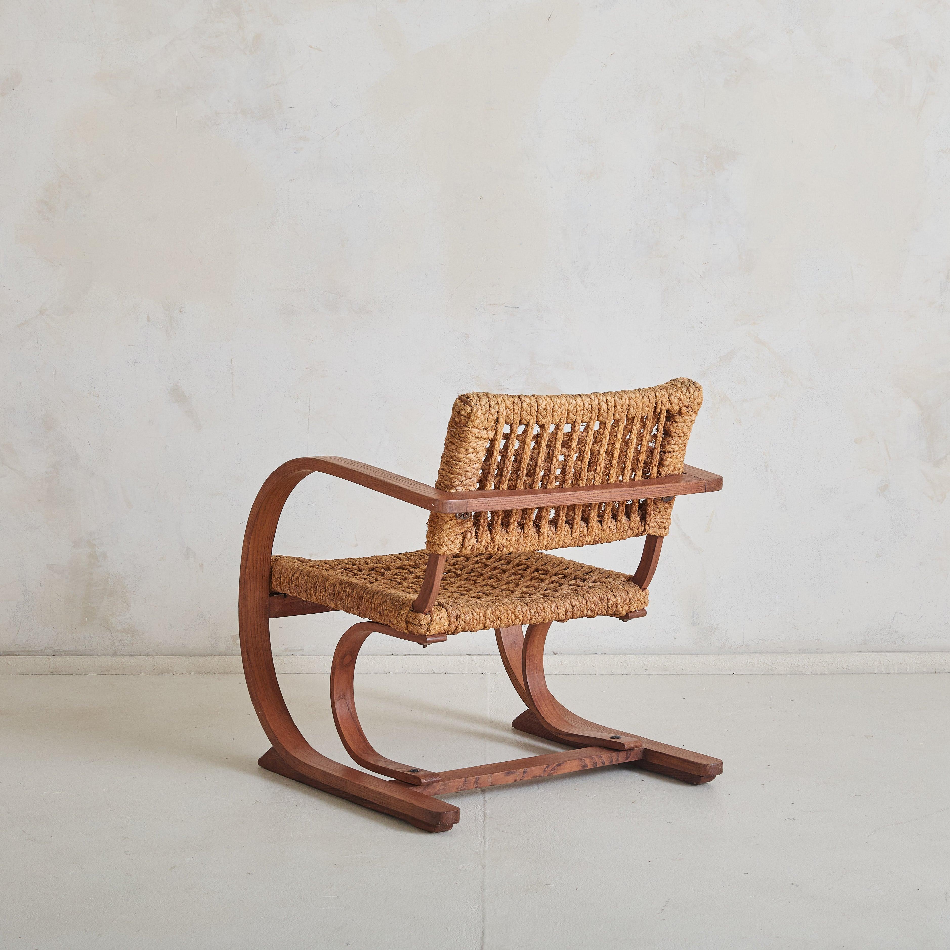 Mid-Century Modern Dutch Oak + Braided Rope Lounge Chair by Bas Van Pelt, 1936 For Sale
