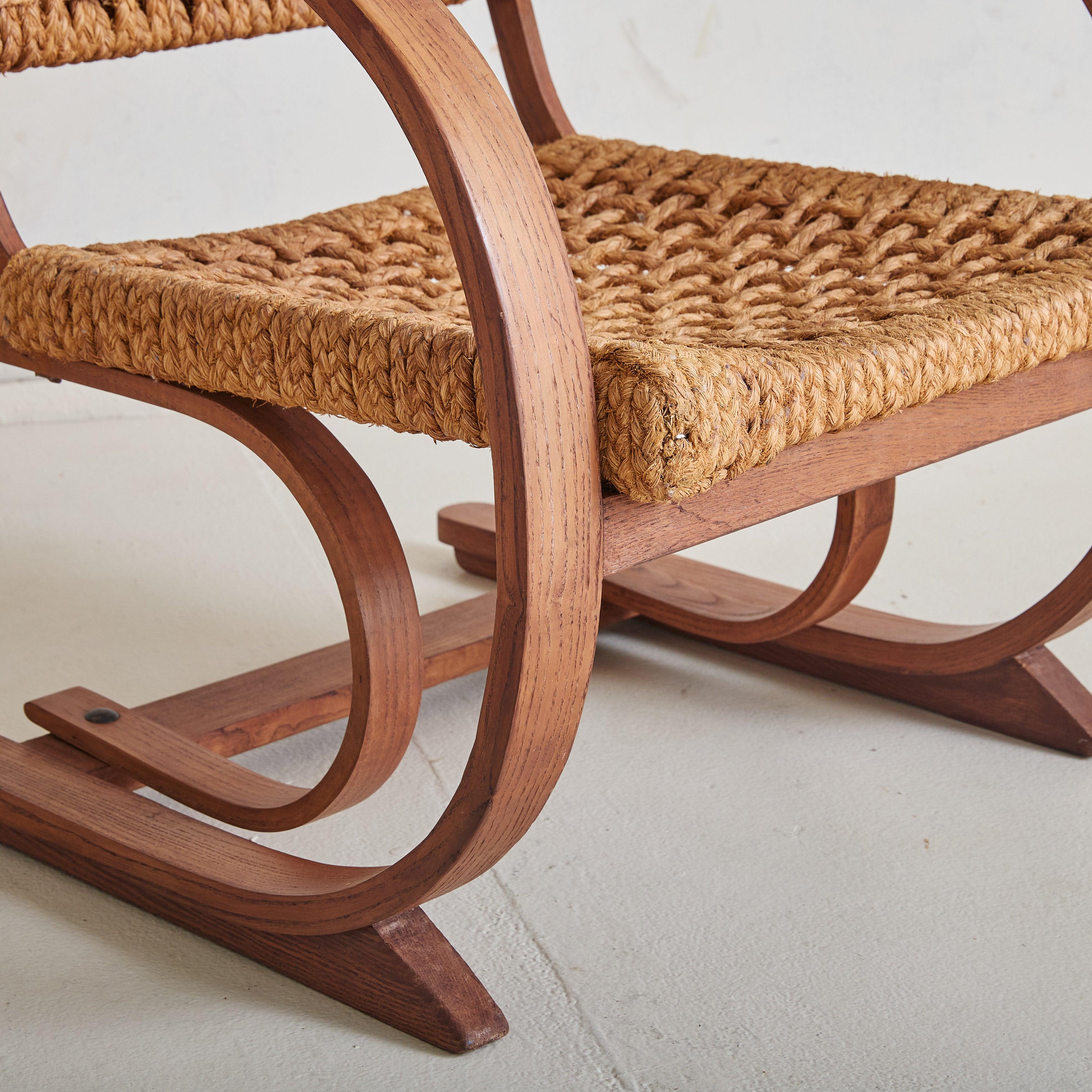 Dutch Oak + Braided Rope Lounge Chair by Bas Van Pelt, 1936 In Good Condition For Sale In Chicago, IL