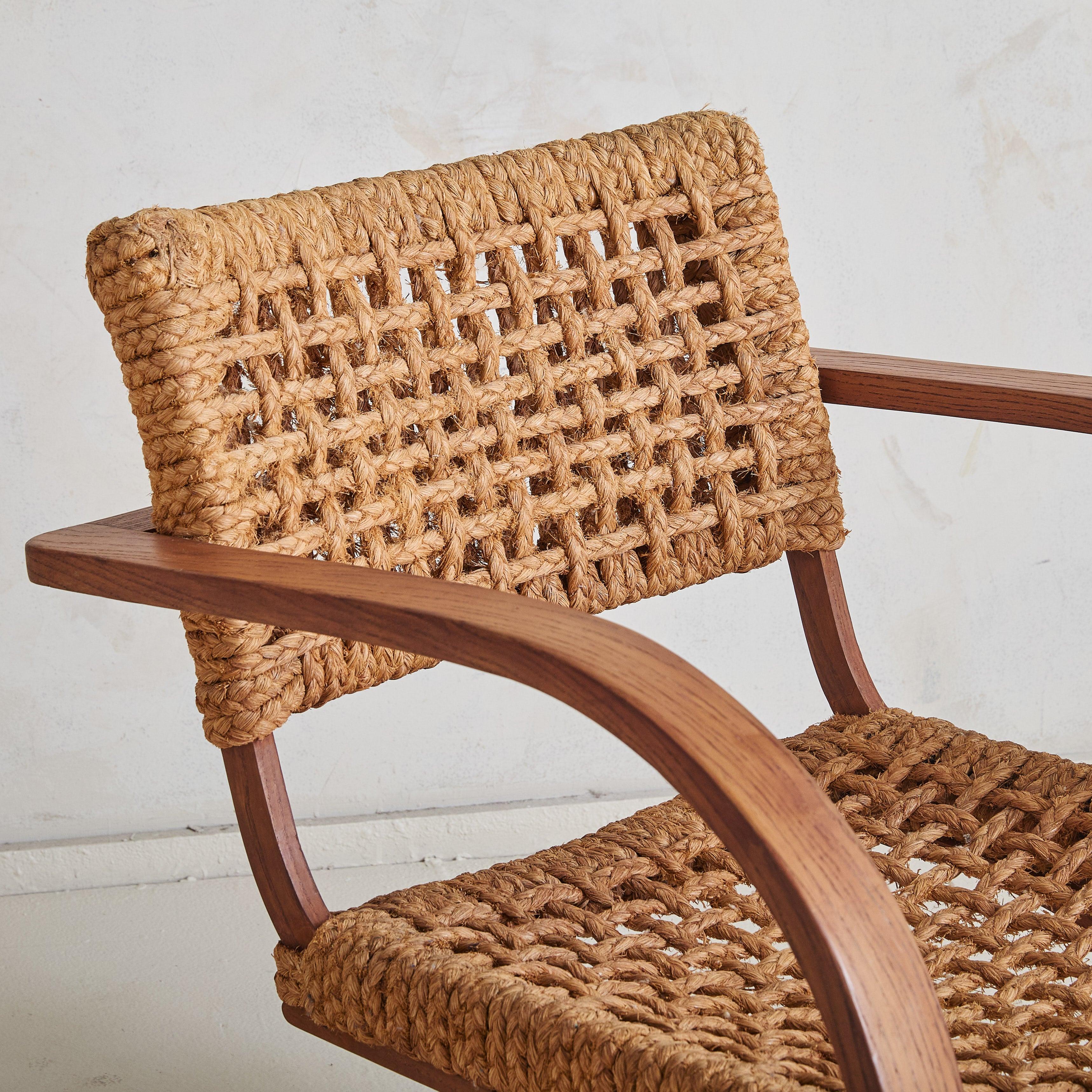 Mid-20th Century Dutch Oak + Braided Rope Lounge Chair by Bas Van Pelt, 1936 For Sale