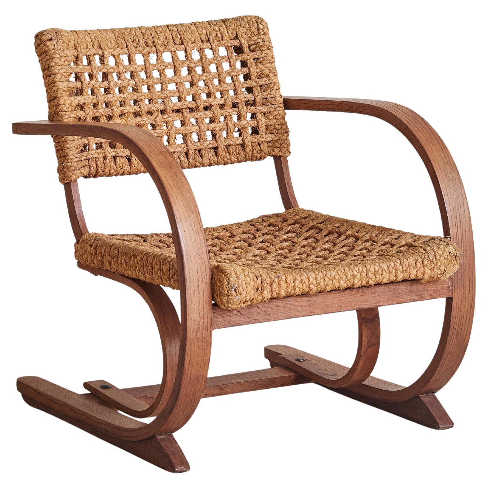 Dutch Oak + Braided Rope Lounge Chair by Bas Van Pelt, 1936