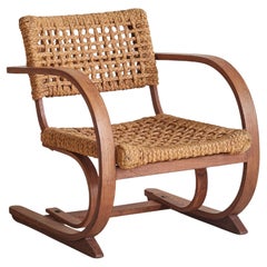 Dutch Oak + Braided Rope Lounge Chair by Bas Van Pelt, 1936