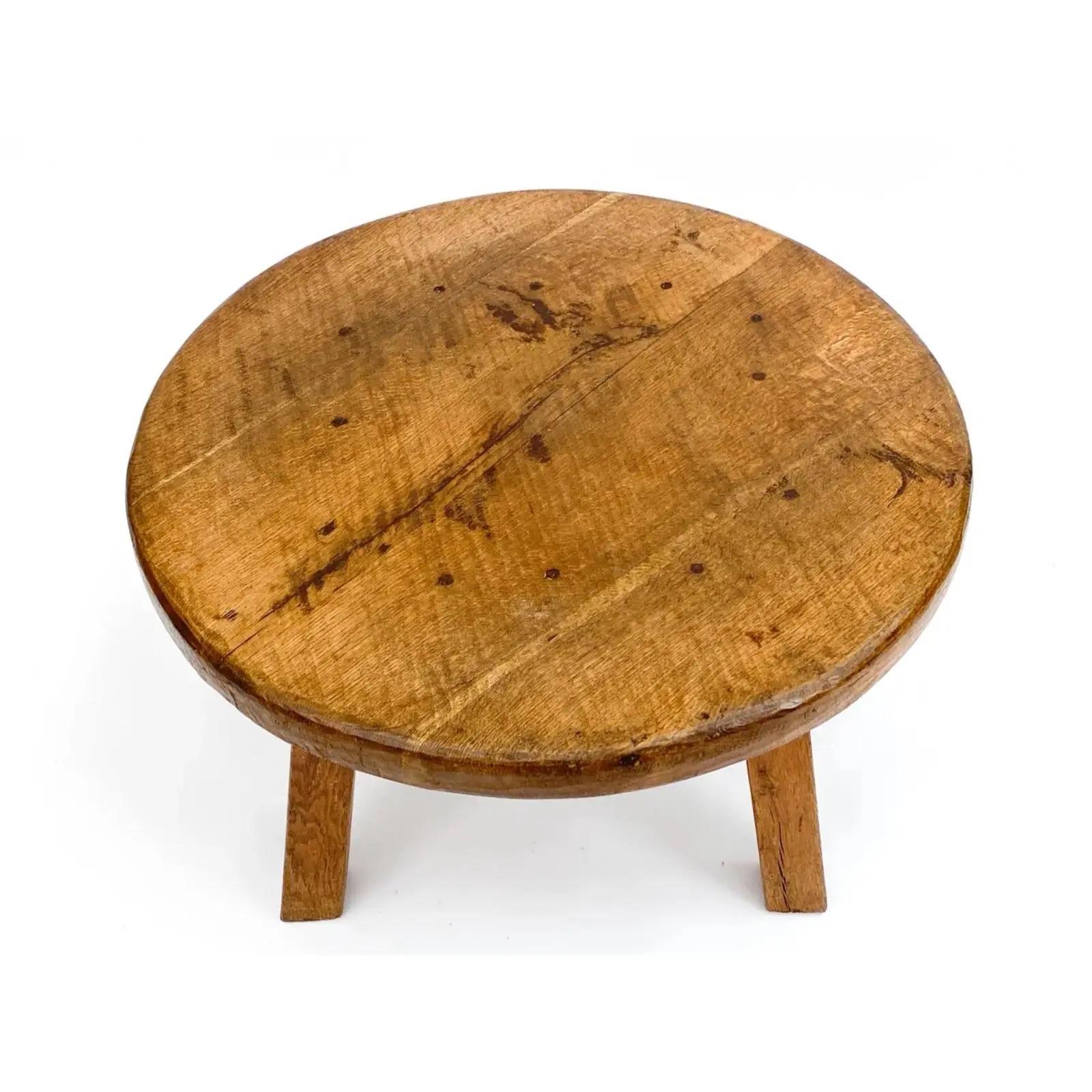 Dutch Oak Brutalist Coffee Table C. 1940s In Good Condition In Duxbury, MA