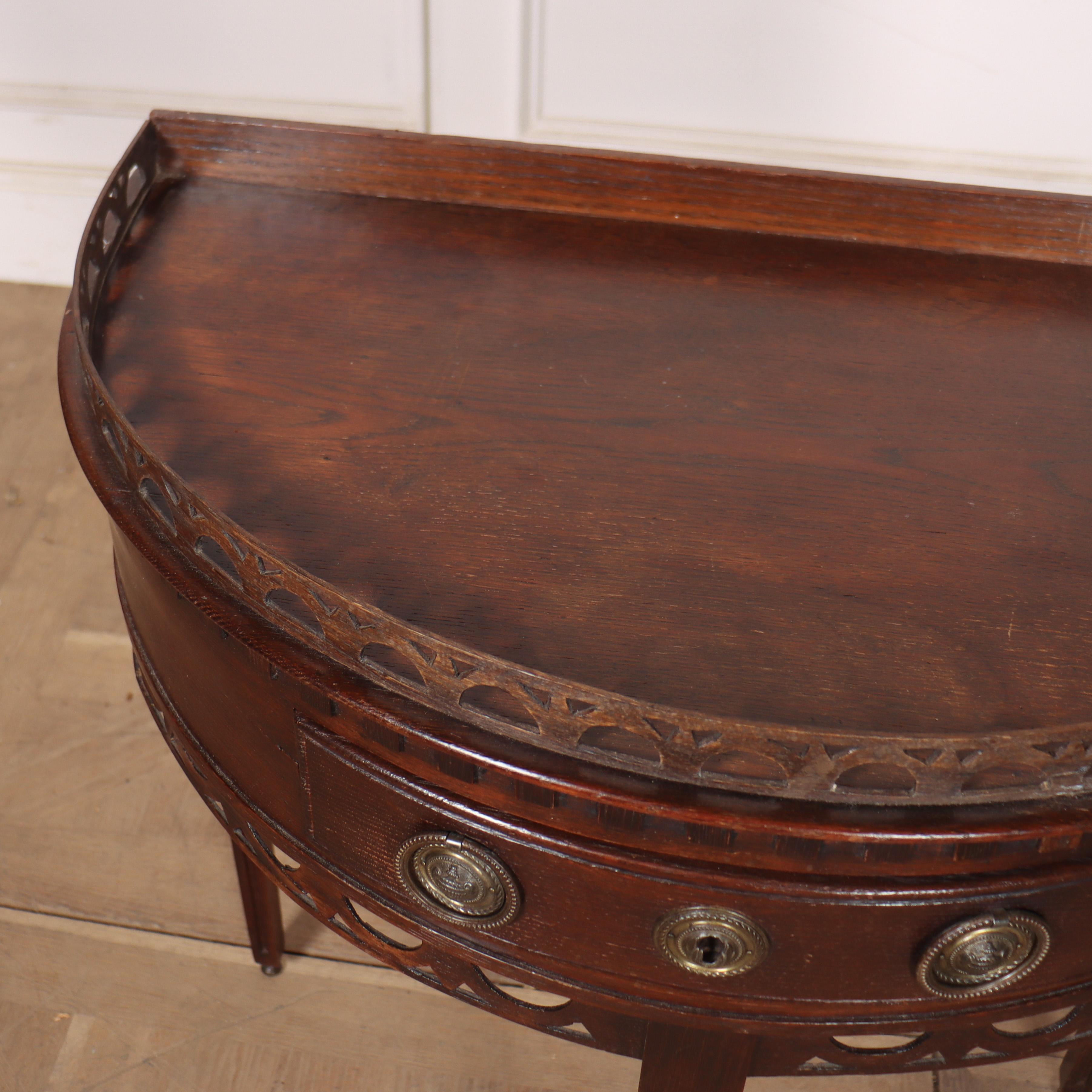 Dutch Oak Demi-lune Console Table For Sale 3