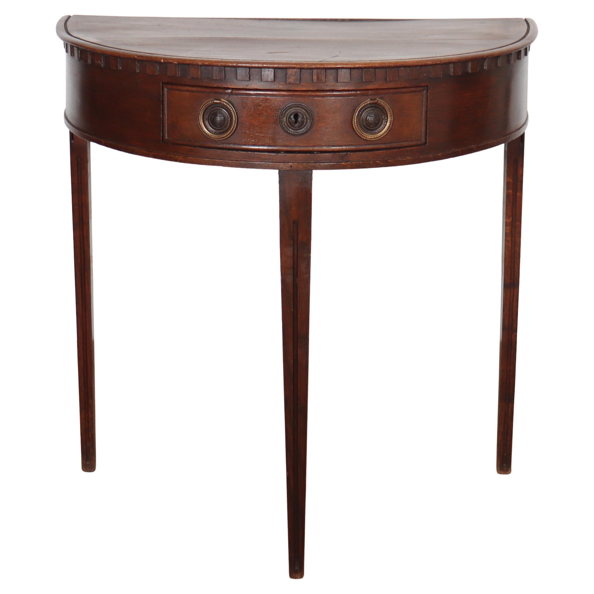 Dutch Oak Demi-lune Console Table