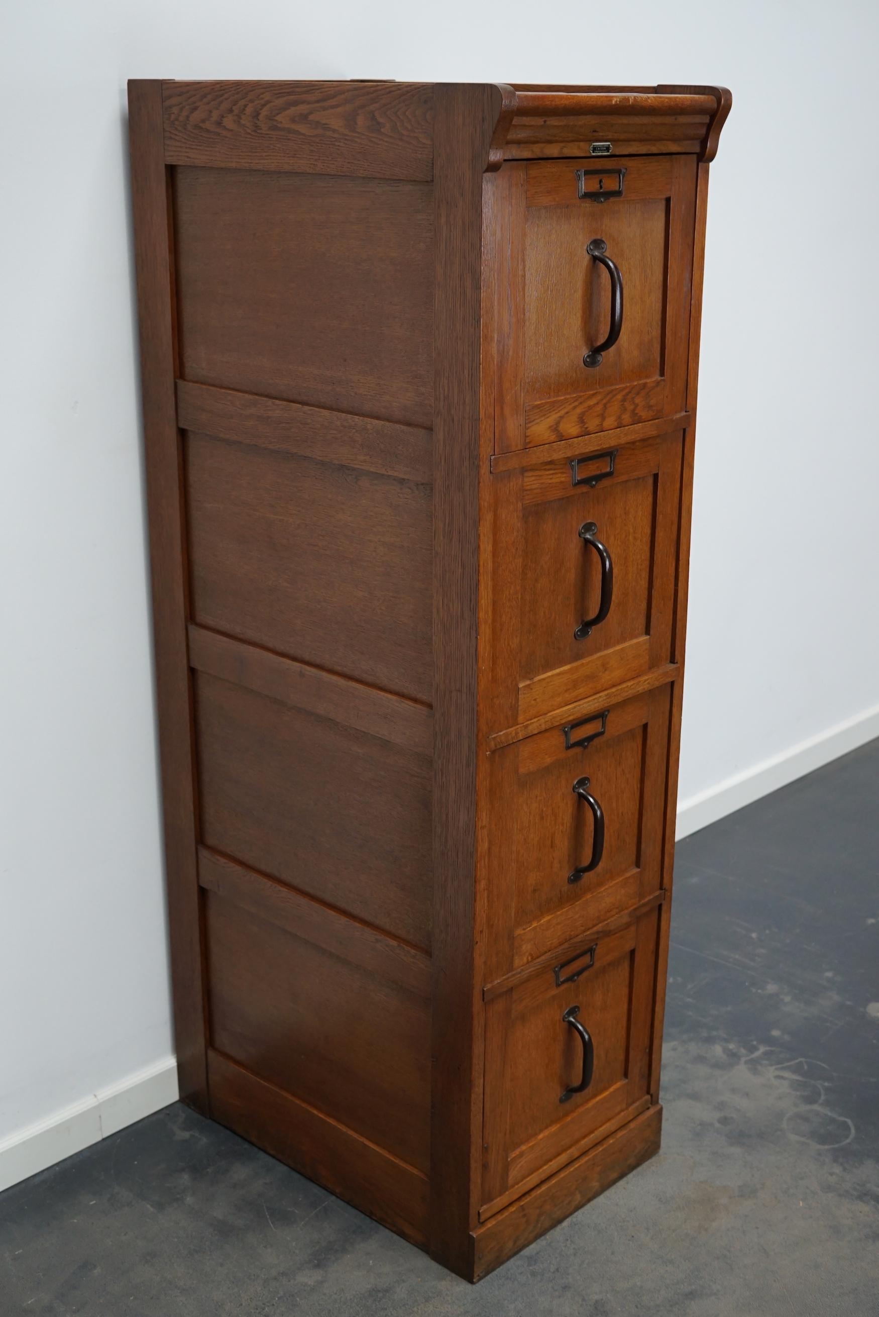 Dutch Oak Filing Cabinet or Bank of Drawers, 1930s 7