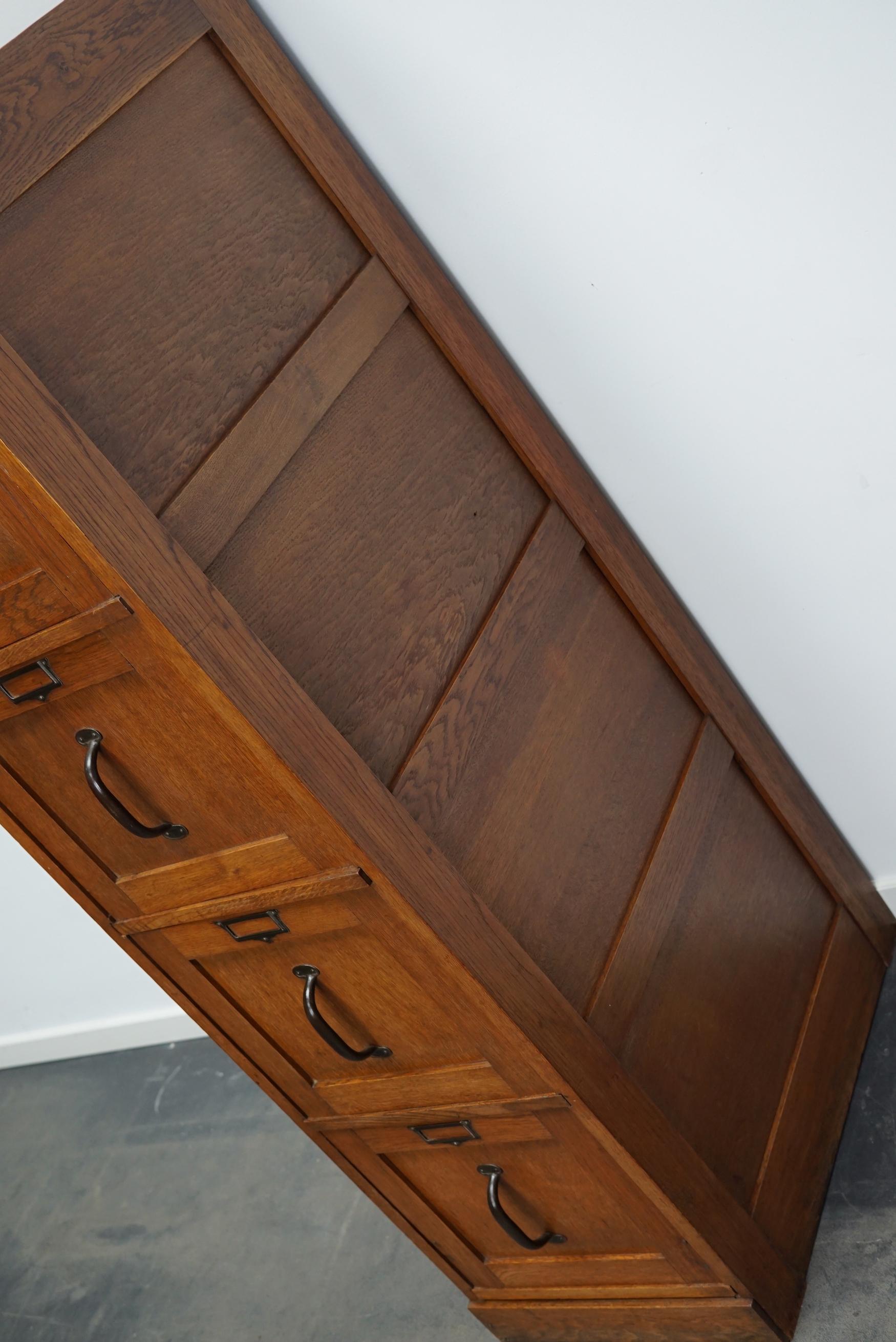 Dutch Oak Filing Cabinet or Bank of Drawers, 1930s 4