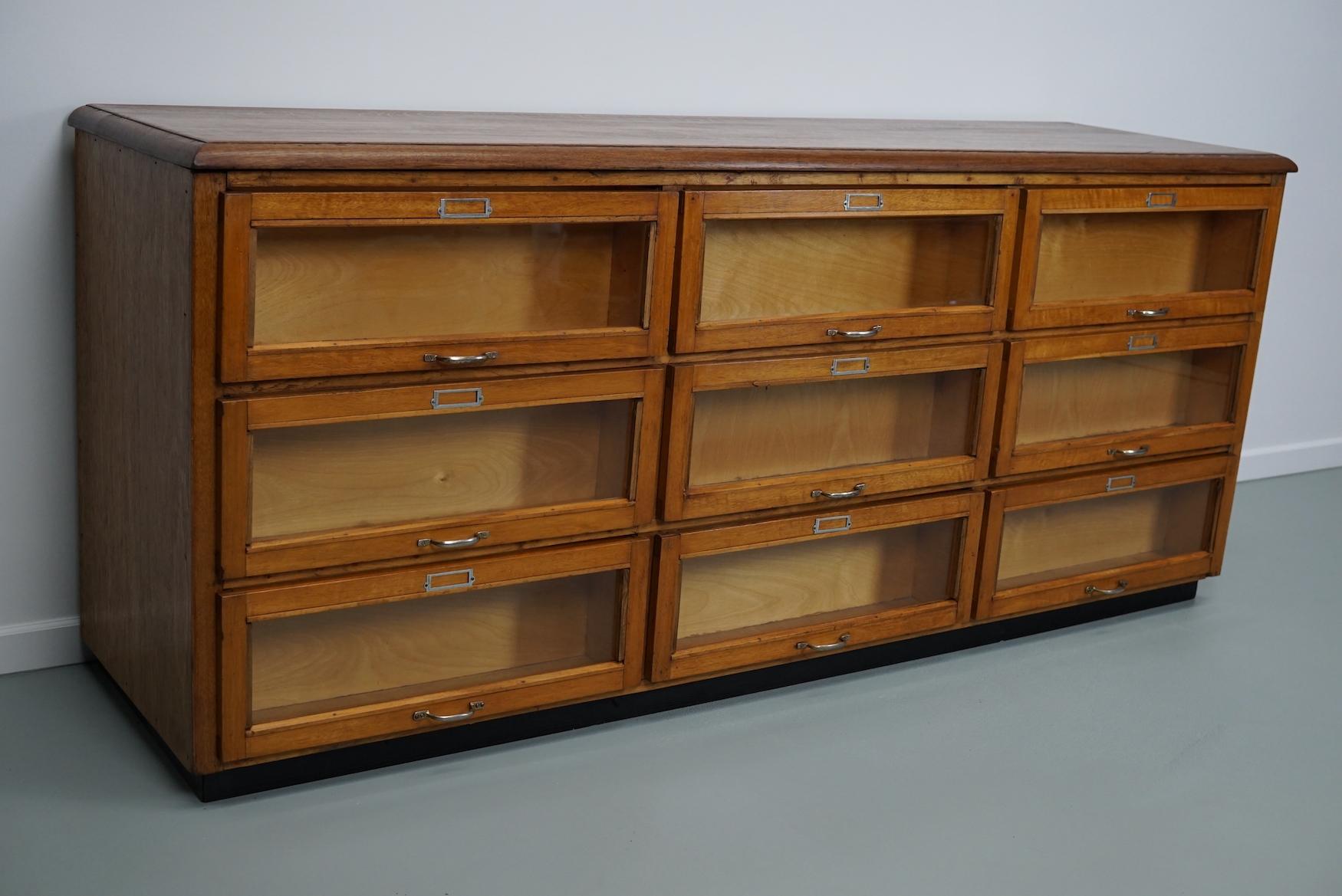 Industrial Dutch Oak Haberdashery Shop Cabinet / Sideboard, 1950s