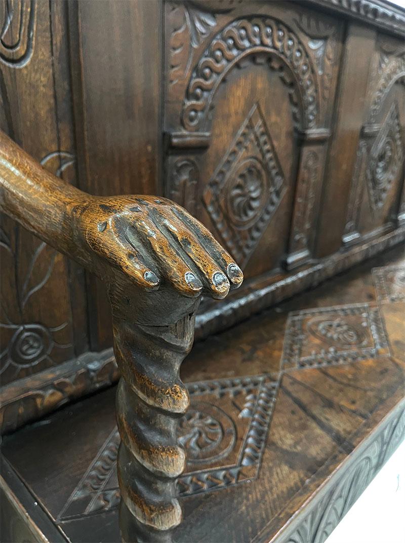 Dutch oak hall bench, 18th century 6