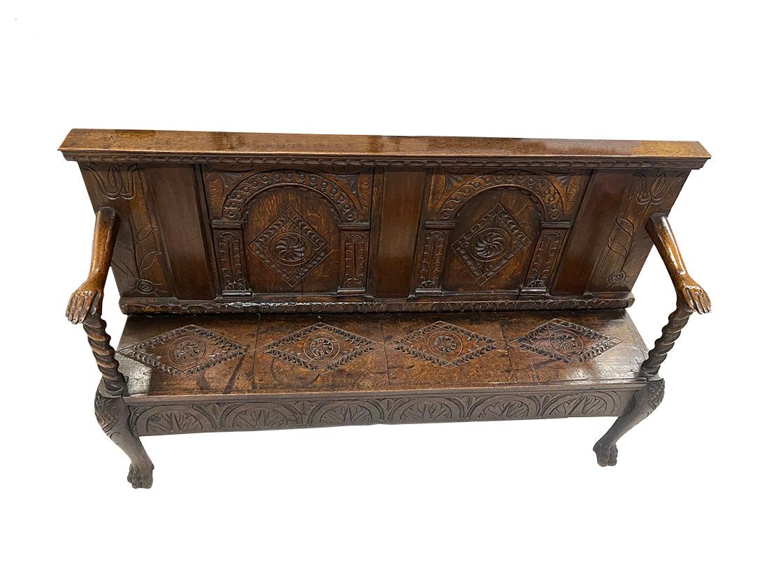 Dutch oak hall bench, 18th century 7